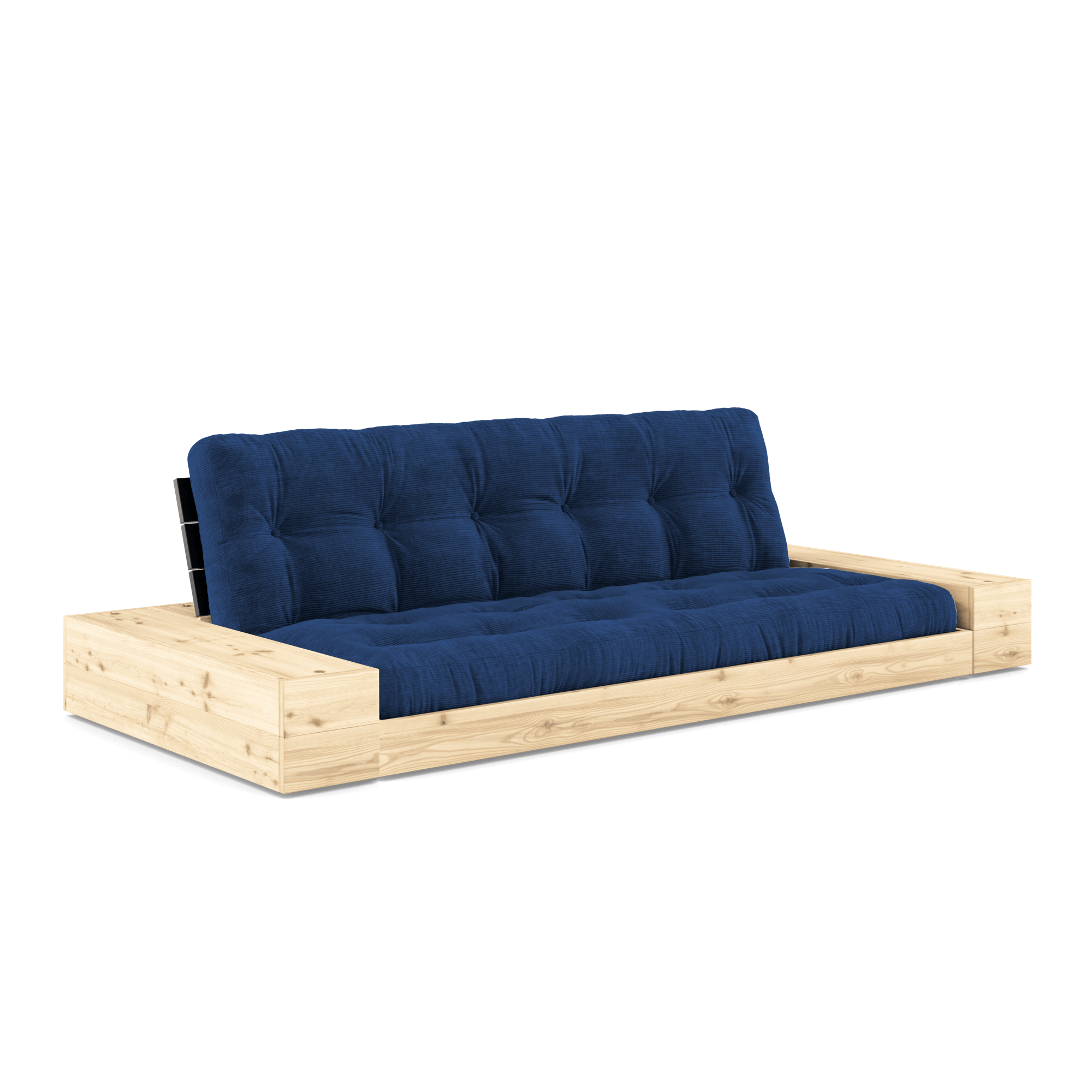 Karup Design Lampensockel Schlafsofa mit Seitenkasten und 5-lagiger Matratze, Nachtschwarz/Königsblau