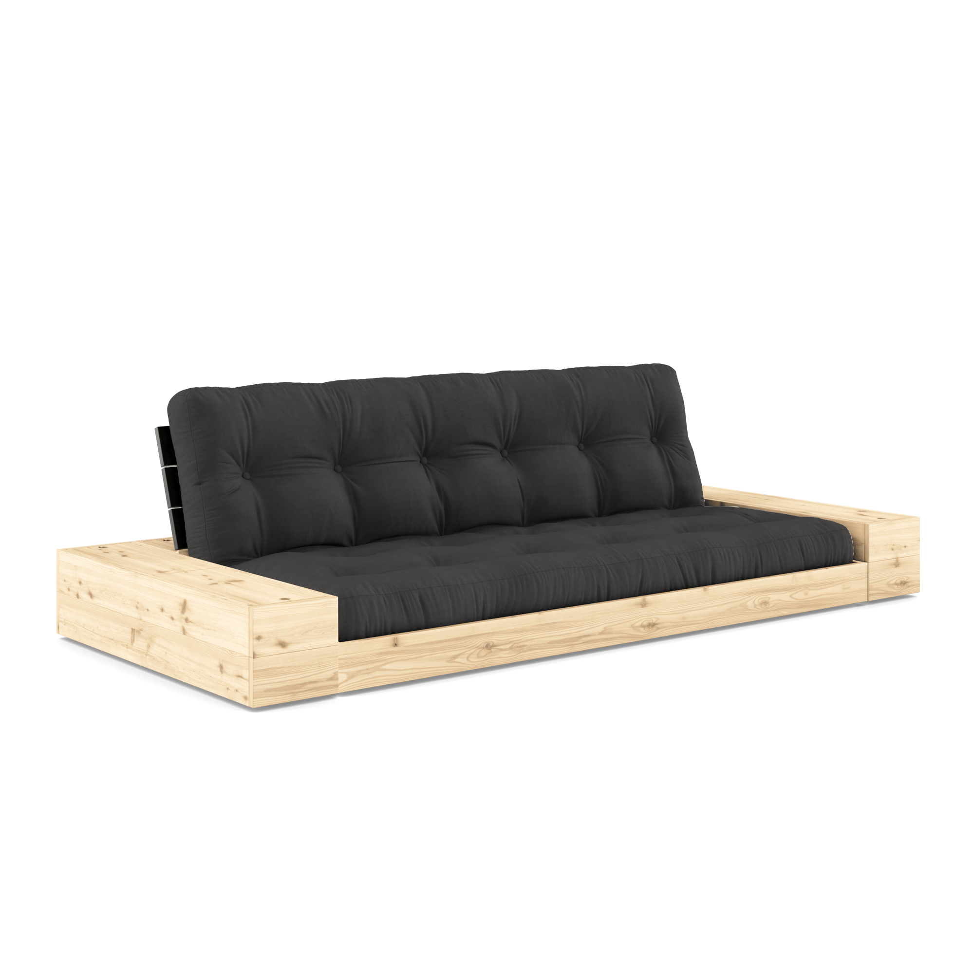 Karup Design Base Cama con Somier, Cajón Lateral y Colchón de 5 Capas, Negro Noche/gris Oscuro