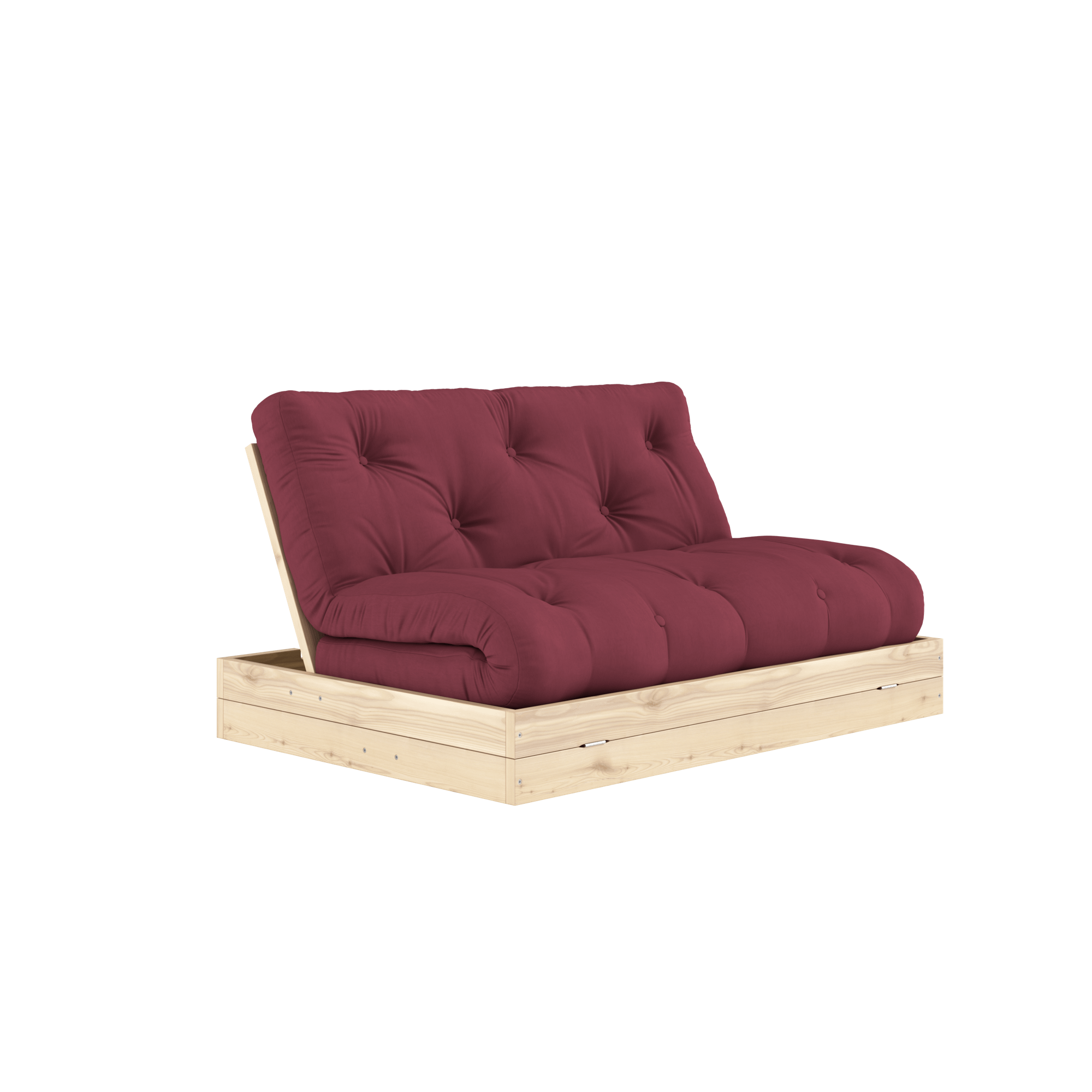 Divano letto Karup Design Flip con materasso 140x200 Bordeaux/Lacca trasparente