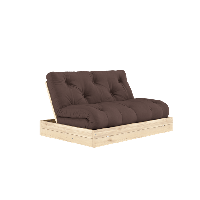 Karup Design Sovesofa med madrass, 140×200, Brun/klarlakkert