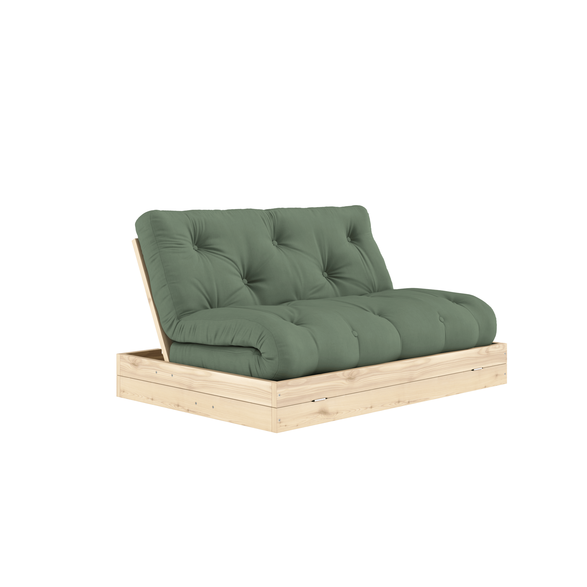 Karup Design Flip Sofa Bed With Mattress 140x200 Olive Green/Clear Lacquered