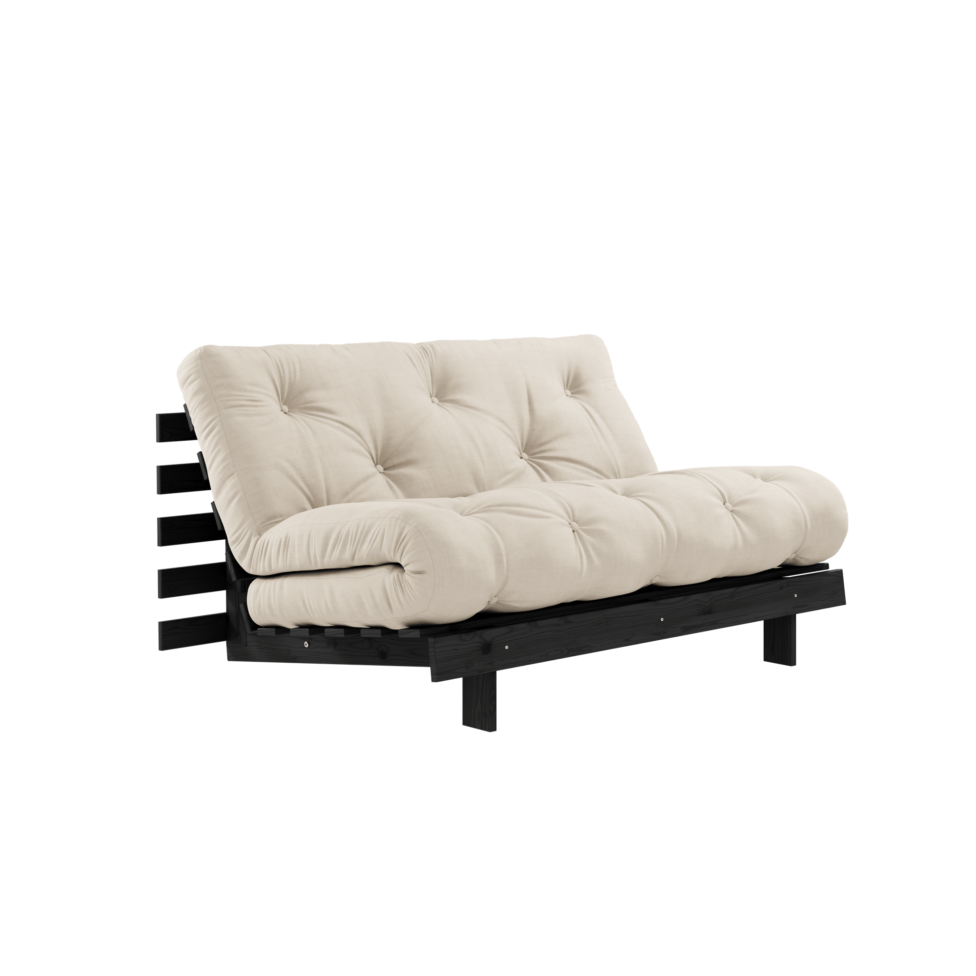 Sofa Rozkładana Karup Design Roots z Materacem Roots 140x200 Beżowy/ Czarny Lakier