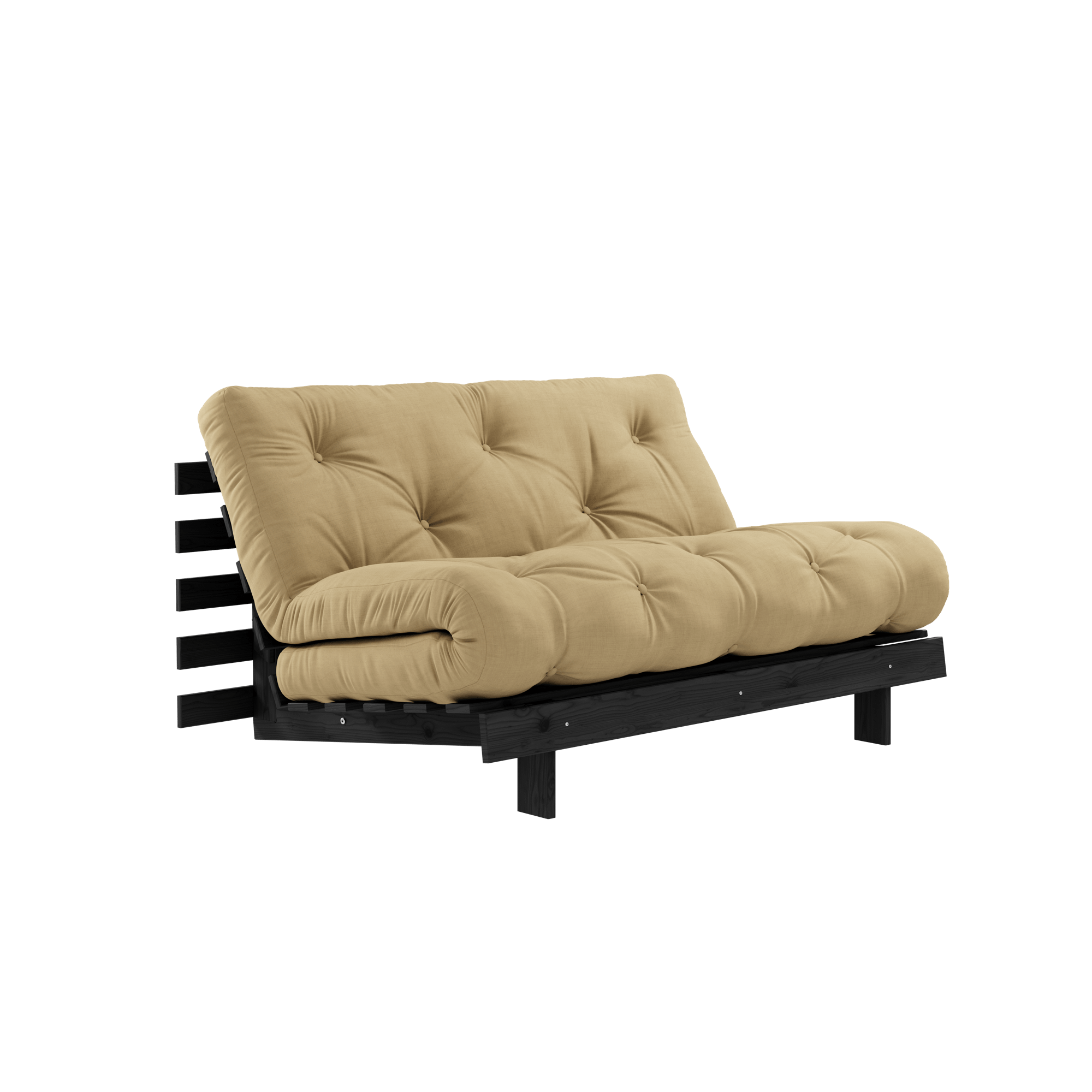 Sofa Rozkładana Karup Design Roots z Materacem Roots 140x200 Beżowy Pszenny/czarny Lakier