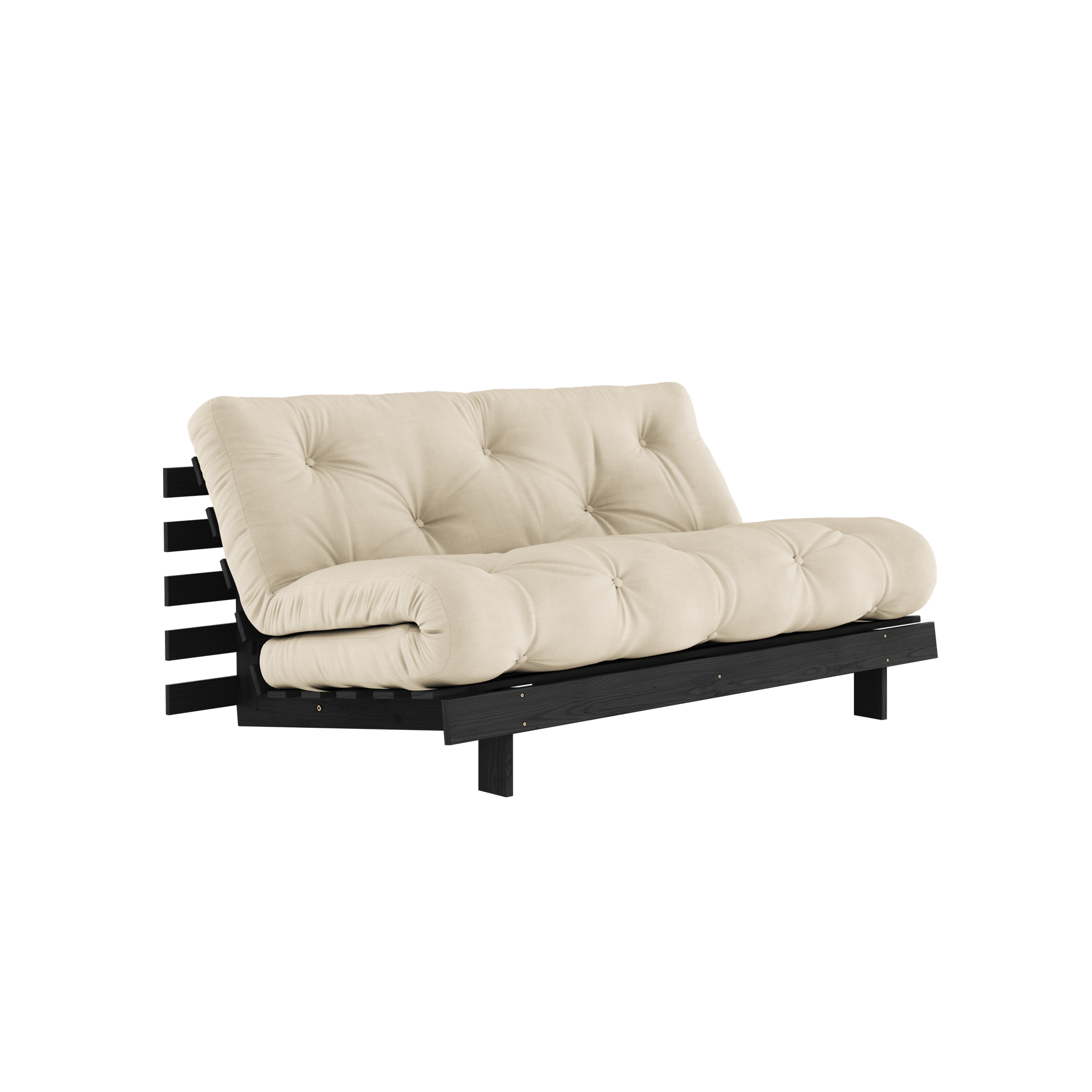 Sofa Rozkładana Karup Design Roots z Materacem Roots 160x200 Beżowy/ Czarny Lakier