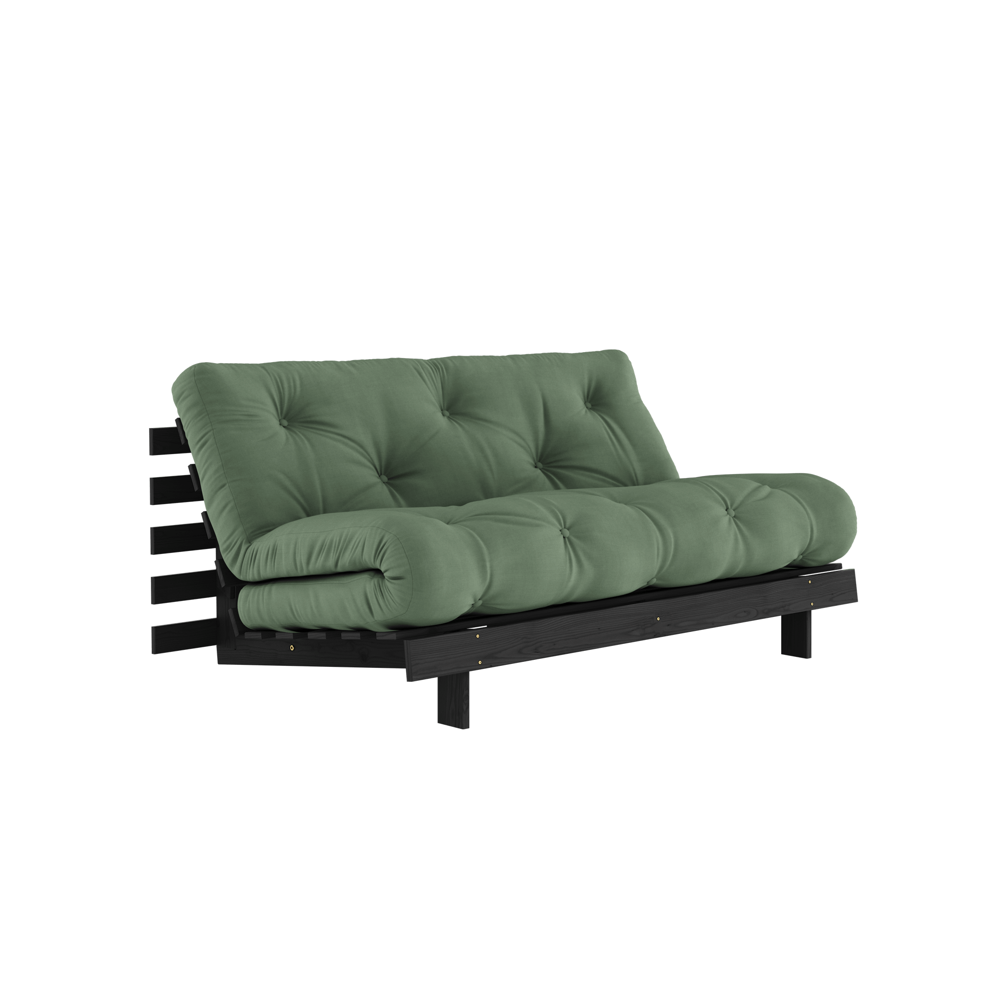 Karup Design Sofa Rozkładana Roots Z Materacem Roots 160x200 Oliwkowa Zieleń/ Czarny Lakierowany