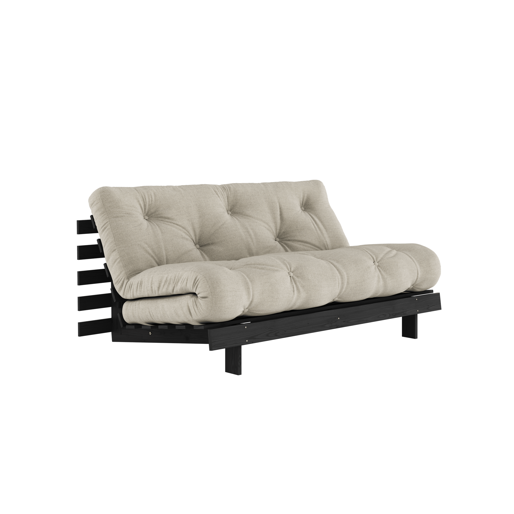 Sofa Rozkładana Karup Design Roots z Materacem Roots 160x200 Len/czarny Lakier