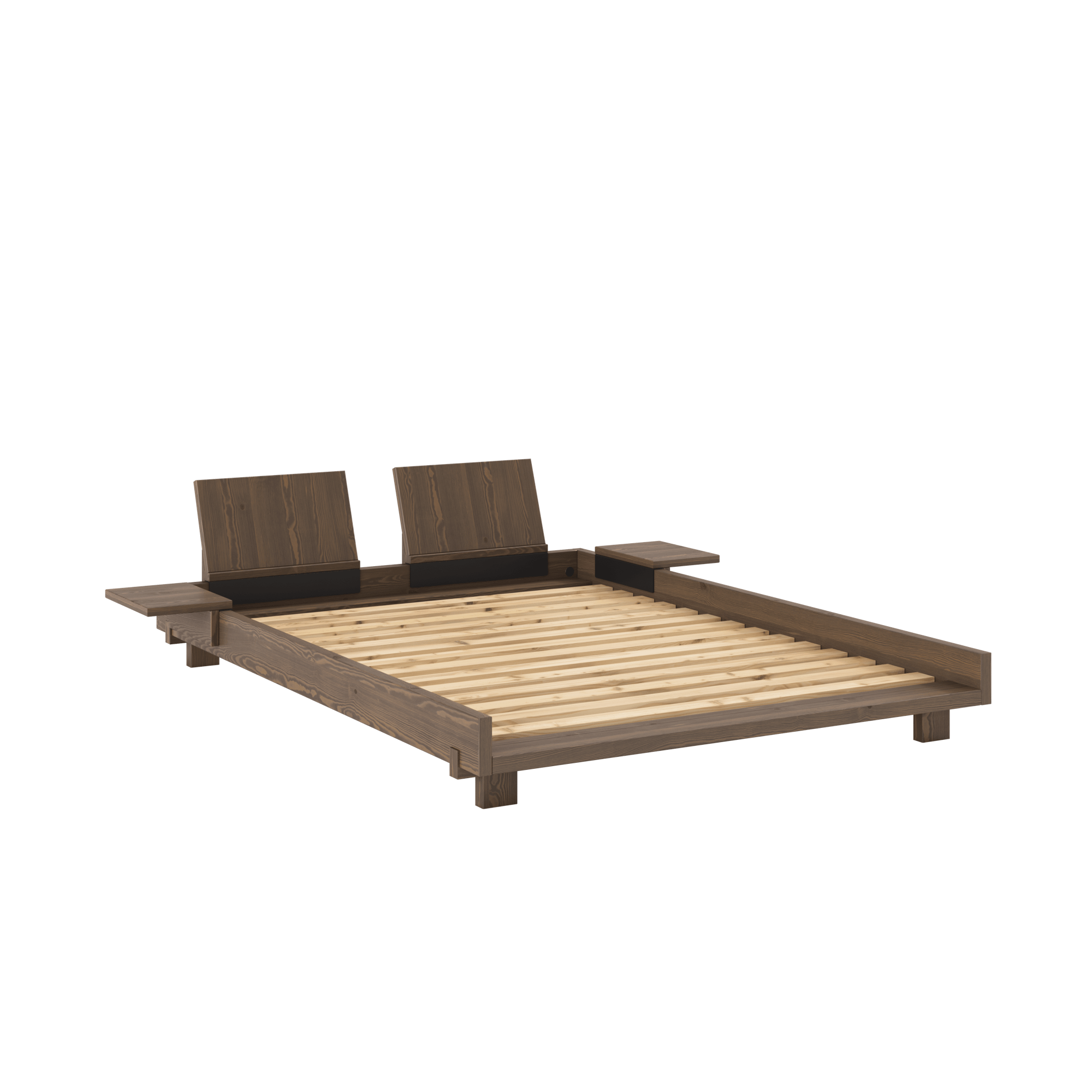 Cadre de lit Karup Design Social avec 2 dossiers et table d\'appoint 140x200 Carob Brown