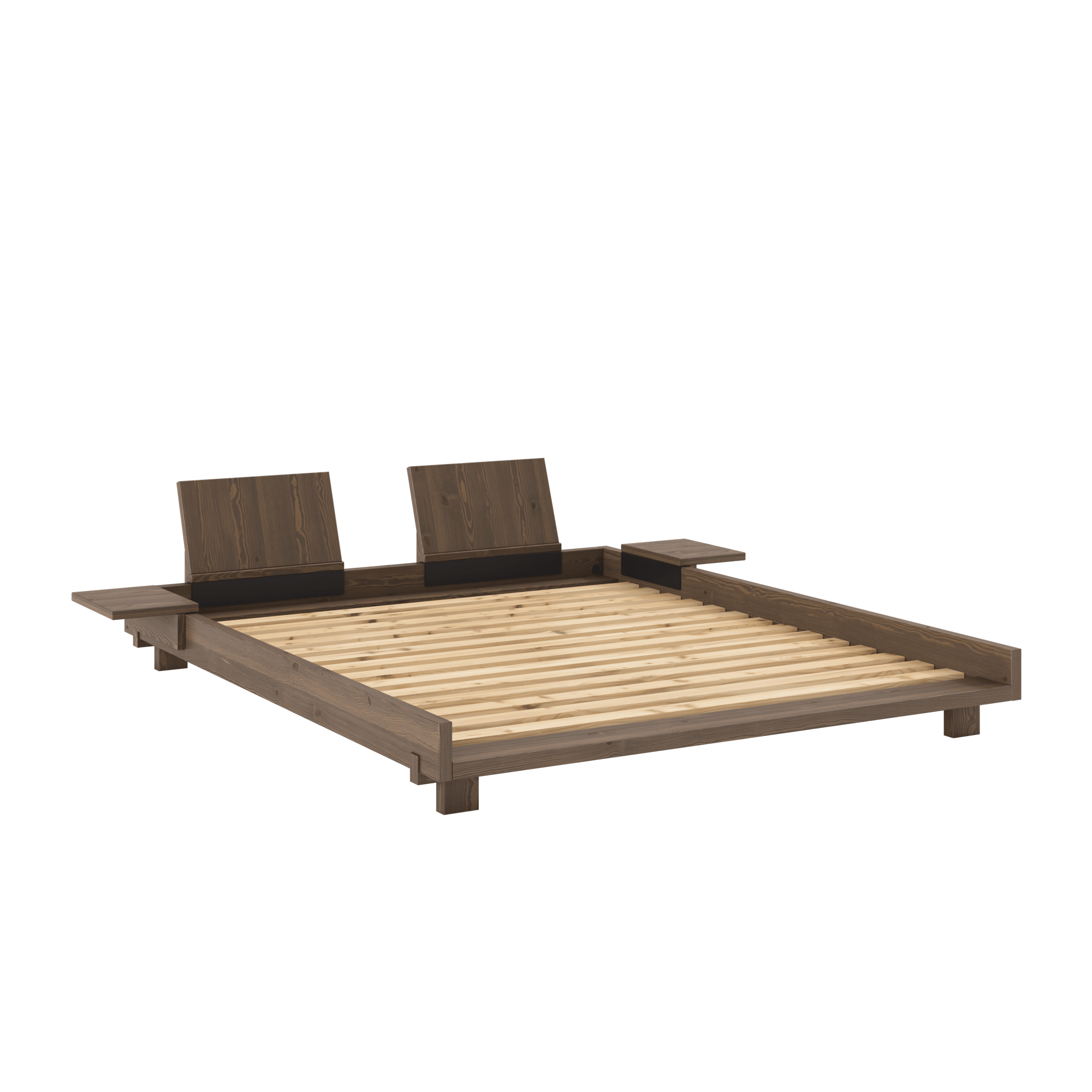 Karup Design Social Sengestel Med 2 stk. Rygstøtte & Sidebord 160x200 Carob Brown