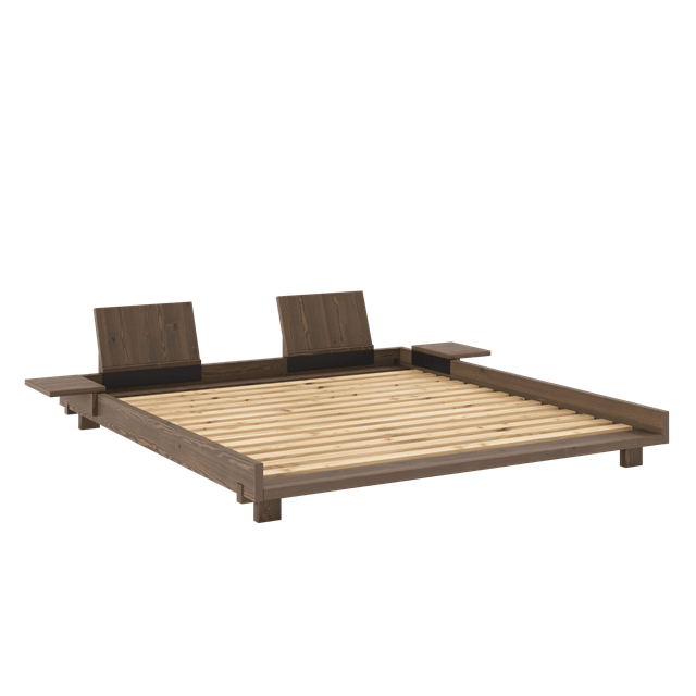 Karup Design Social Sengeramme med 2 Ryggstøtter og Sidebord 180×200 Johannesbrunt