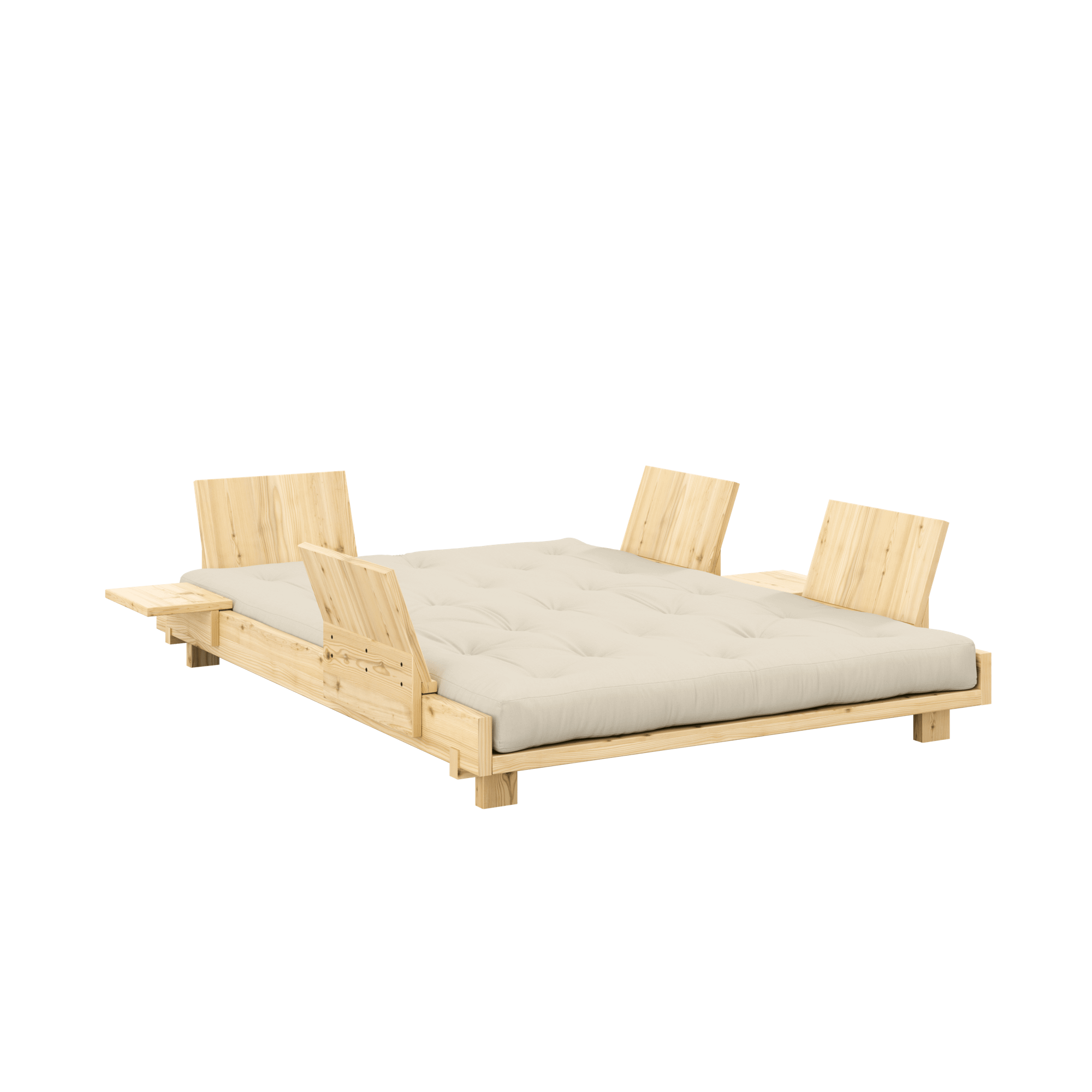 Karup Design sosiaalinen vuodesohva, 4 kpl. Selkänoja, sivupöydät ja patjat 140x200 beige/kirkas lakattu