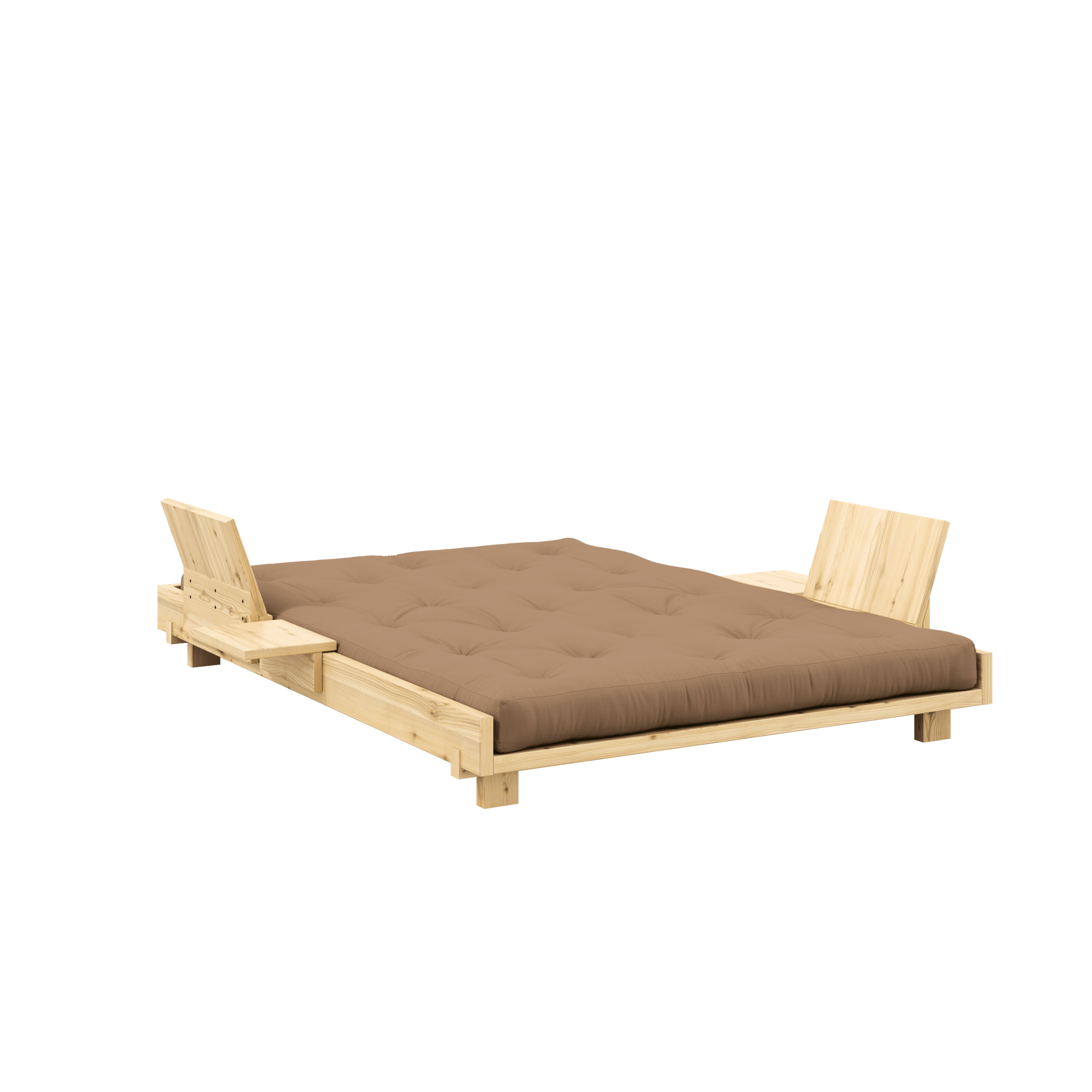 Karup Design Sofa Socjalna Rozkładana z 2 Szt. Oparcie, Stoliki Boczne i Materac 140x200 Mocca/lakier Bezbarwny