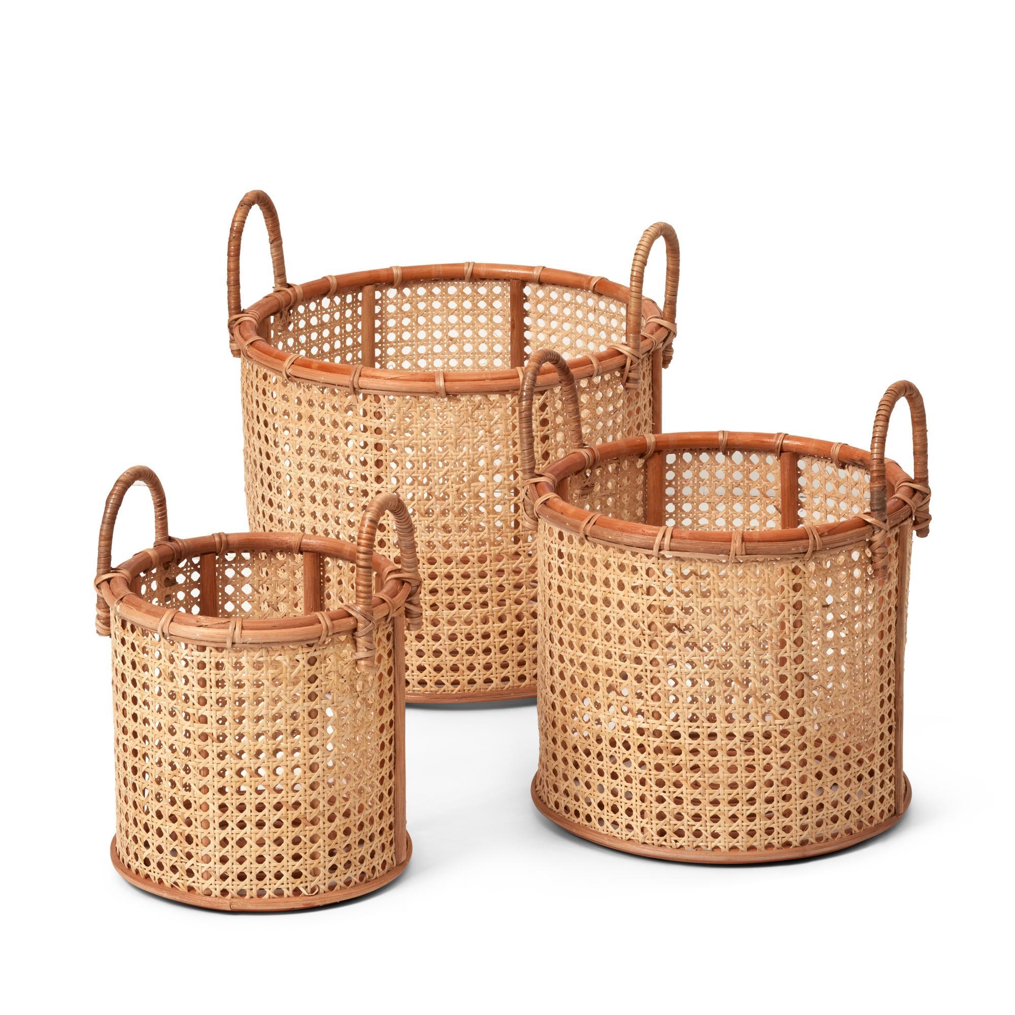 Stori Wick Basket -rottinkisetti, 3 kpl Natural