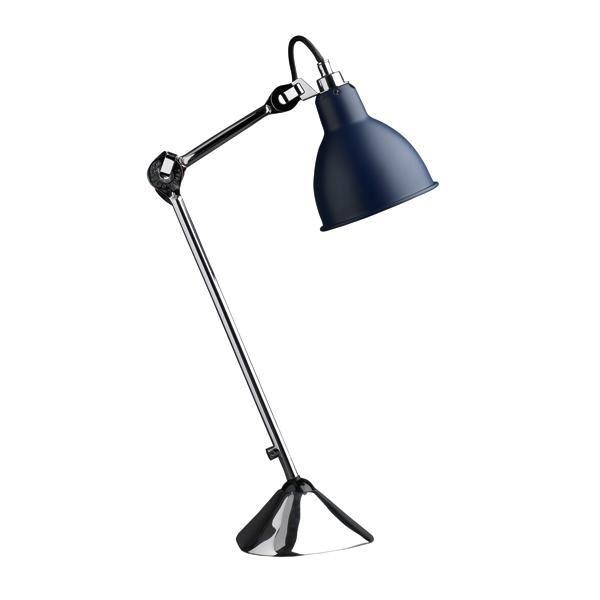 Lampe Gras N205 Tischleuchte Chrom & Matt Blau