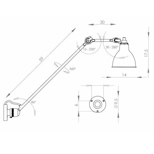 Lampe Gras N304 L60 Stregtegning