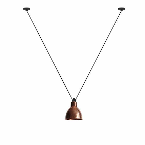 Lampe Gras N323 Pendant Raw Copper & White Round