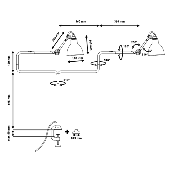 Lampe Gras N211/311 Bordlampe 