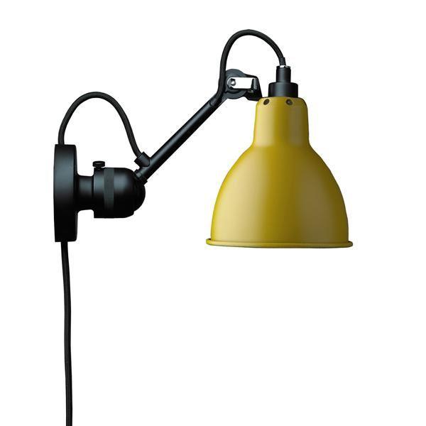 Lampe Gras N304 Wandlamp Mat Zwart & Mat Geel Met Stekker