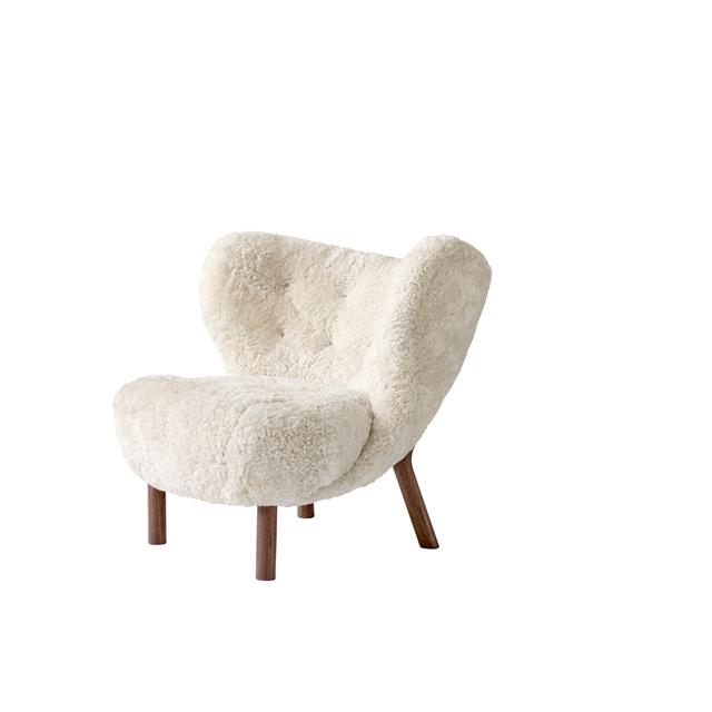 &Tradition Little Petra VB1 Fauteuil Schapenvacht Moonlight/ Walnoot