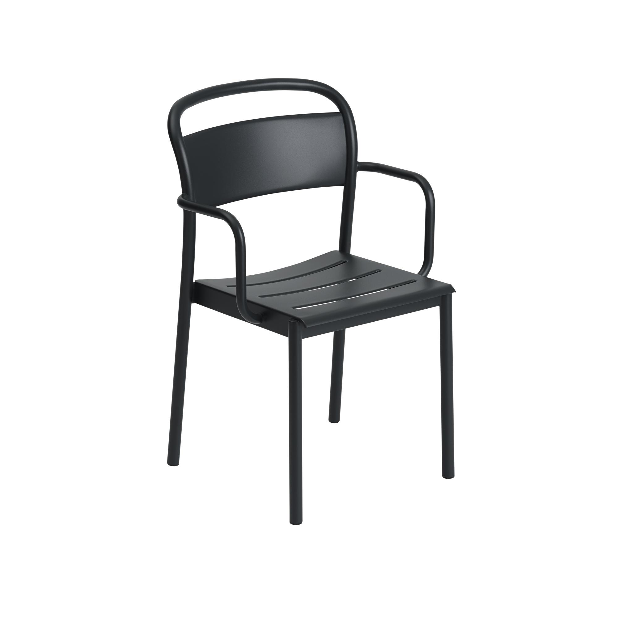 9: Muuto Linear Steel Spisebordsstol med Armlæn Sort