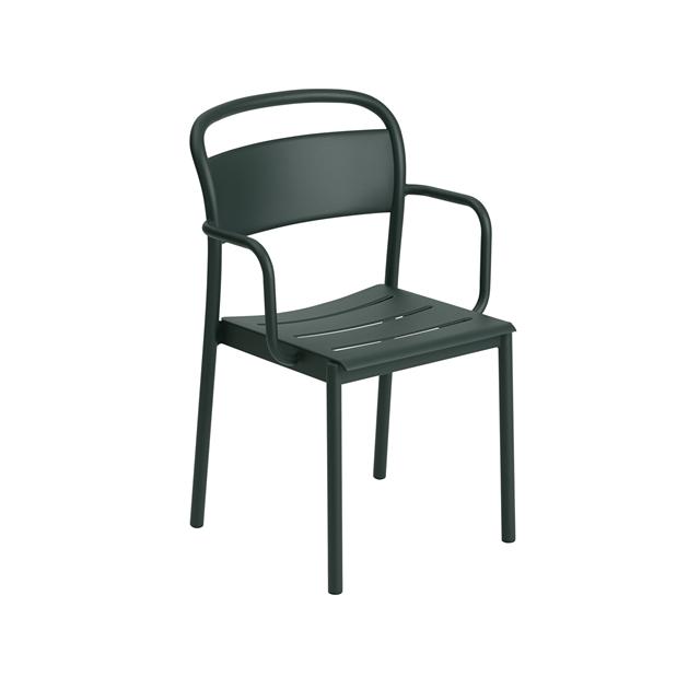 Billede af Muuto Linear Steel Spisebordsstol med Armlæn Mørk Grøn