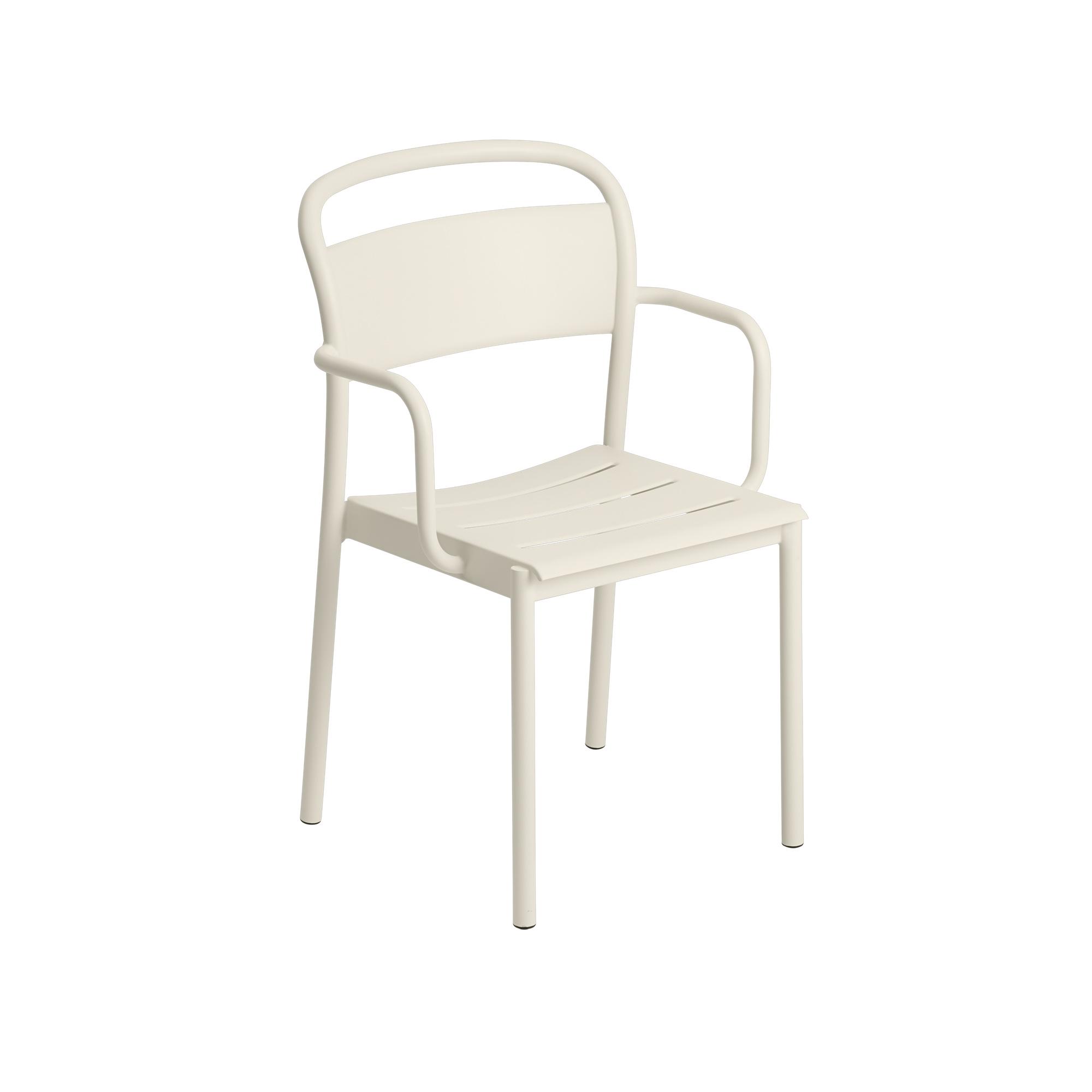 Muuto Linear Steel Esstischstuhl mit Armlehne Off-Weiß