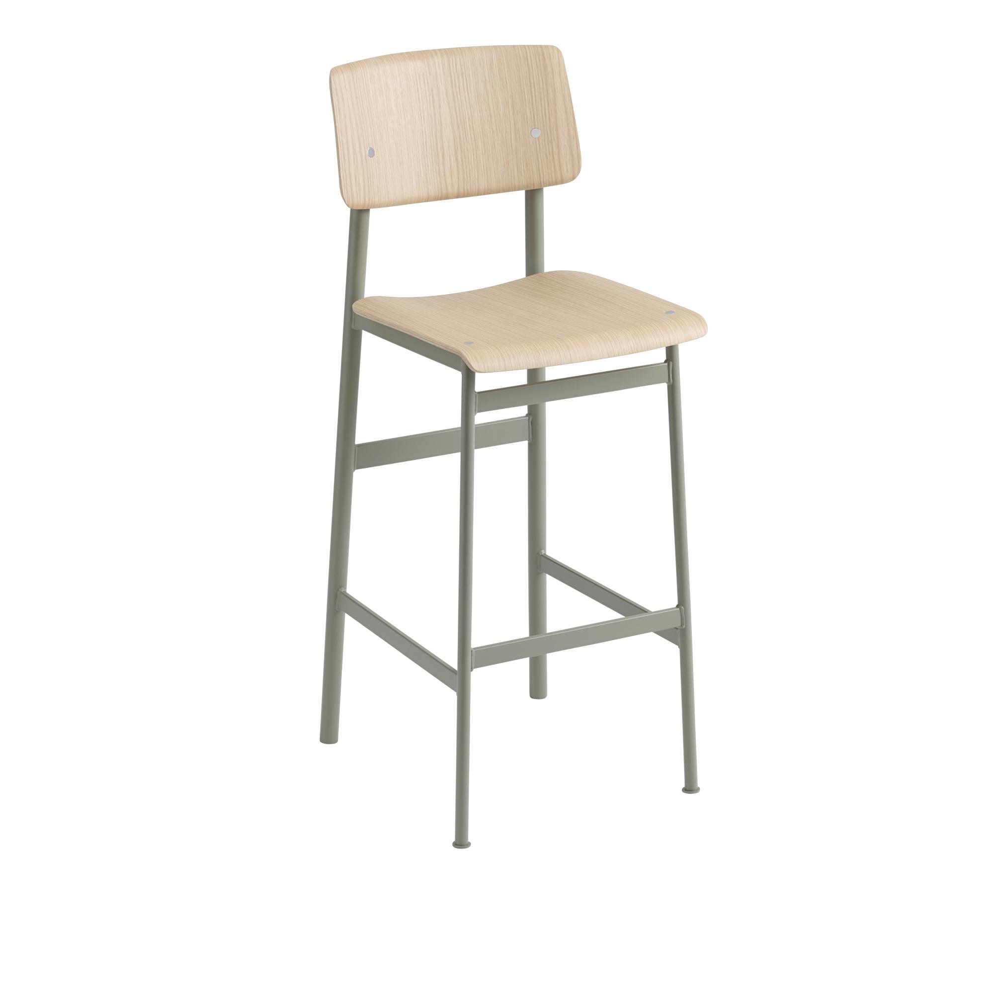 Muuto Loft Bar Stool Oak/Dusty Green H108.5