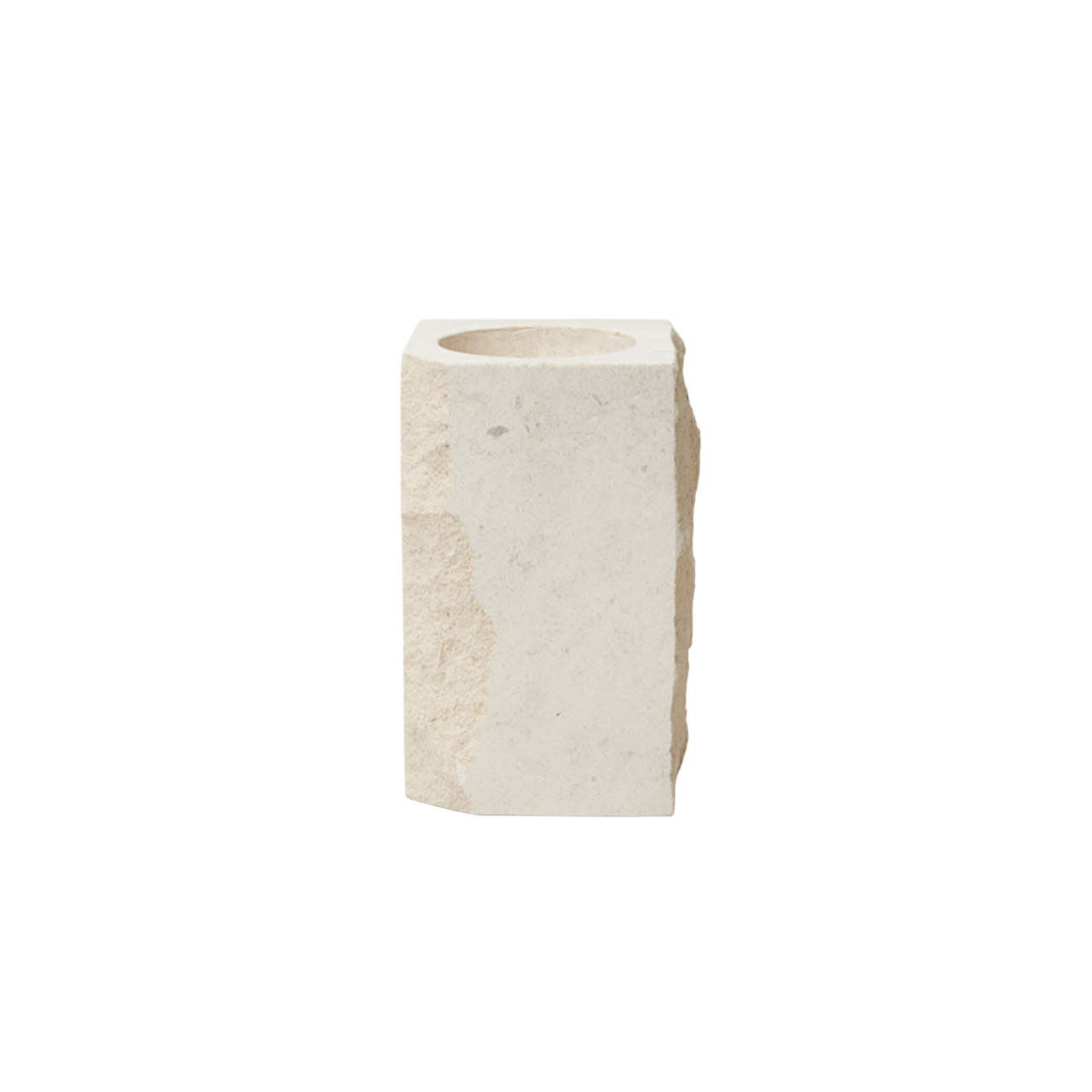 Louise Roe Gallery Object Stenen Kaarsenhouder Hoog Beige Travertijn