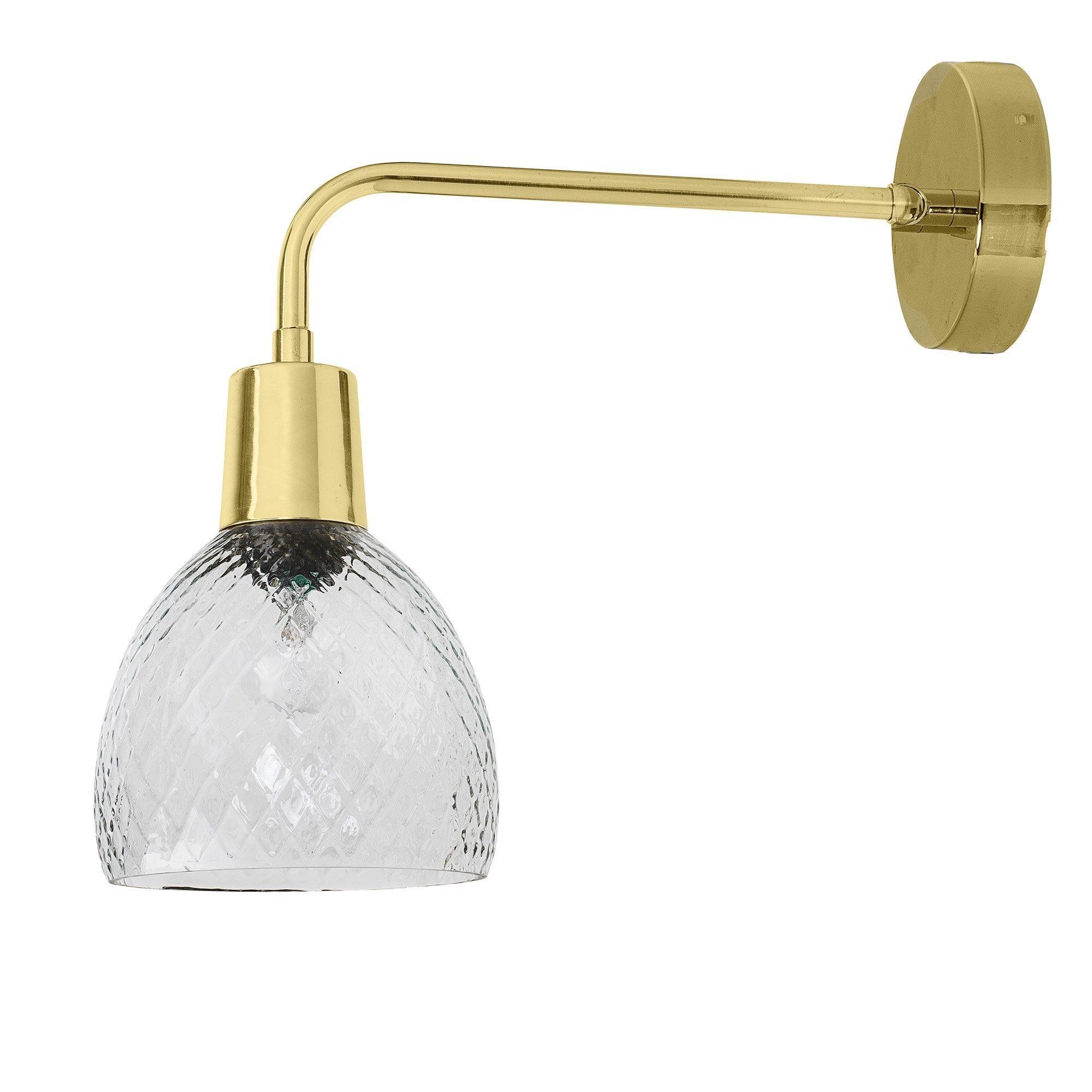 Bloomingville Wall Lamp, Clear, Glass Brass, Glass
