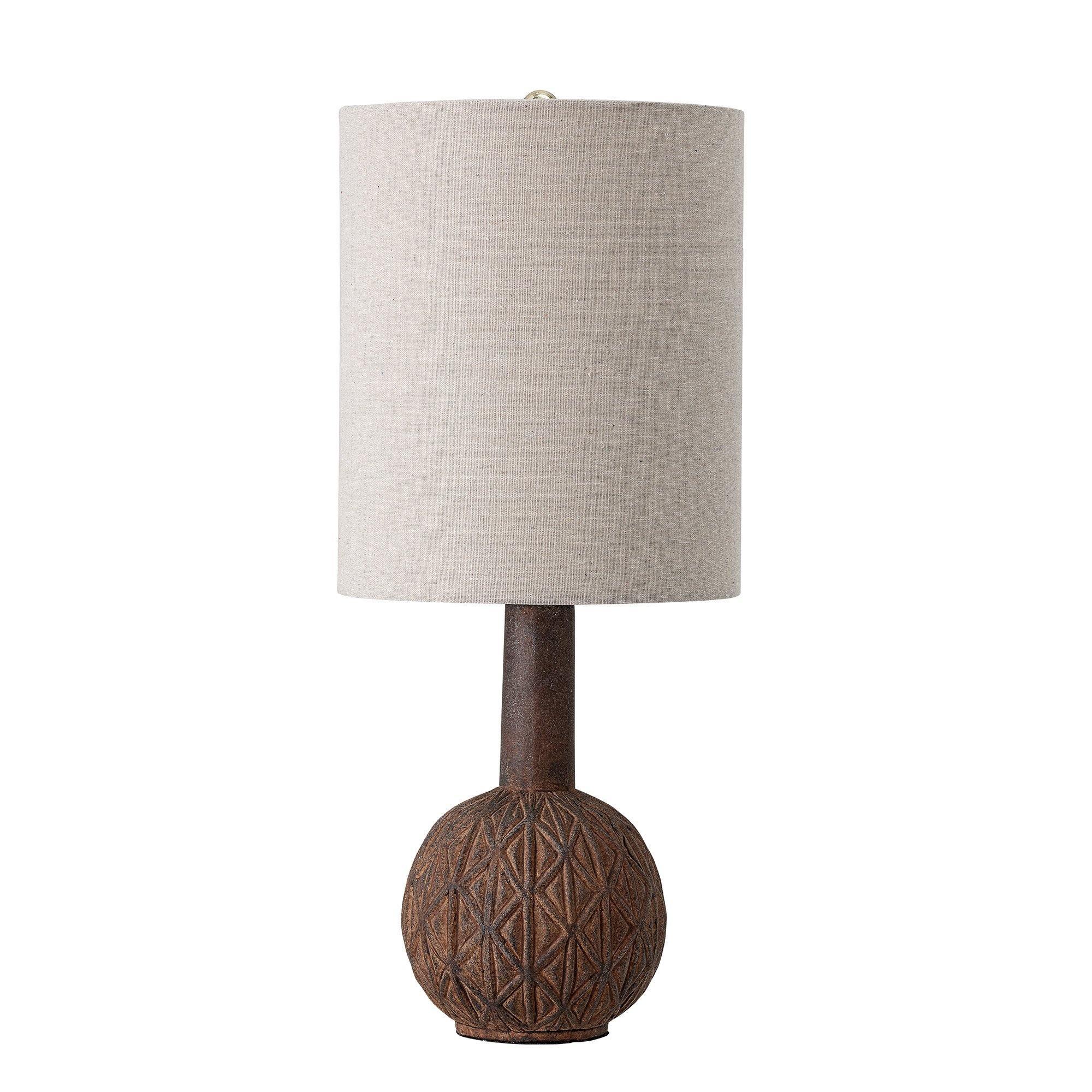 Bloomingville Table lamp, Brown, Terracotta Terracotta, Iron, Linen