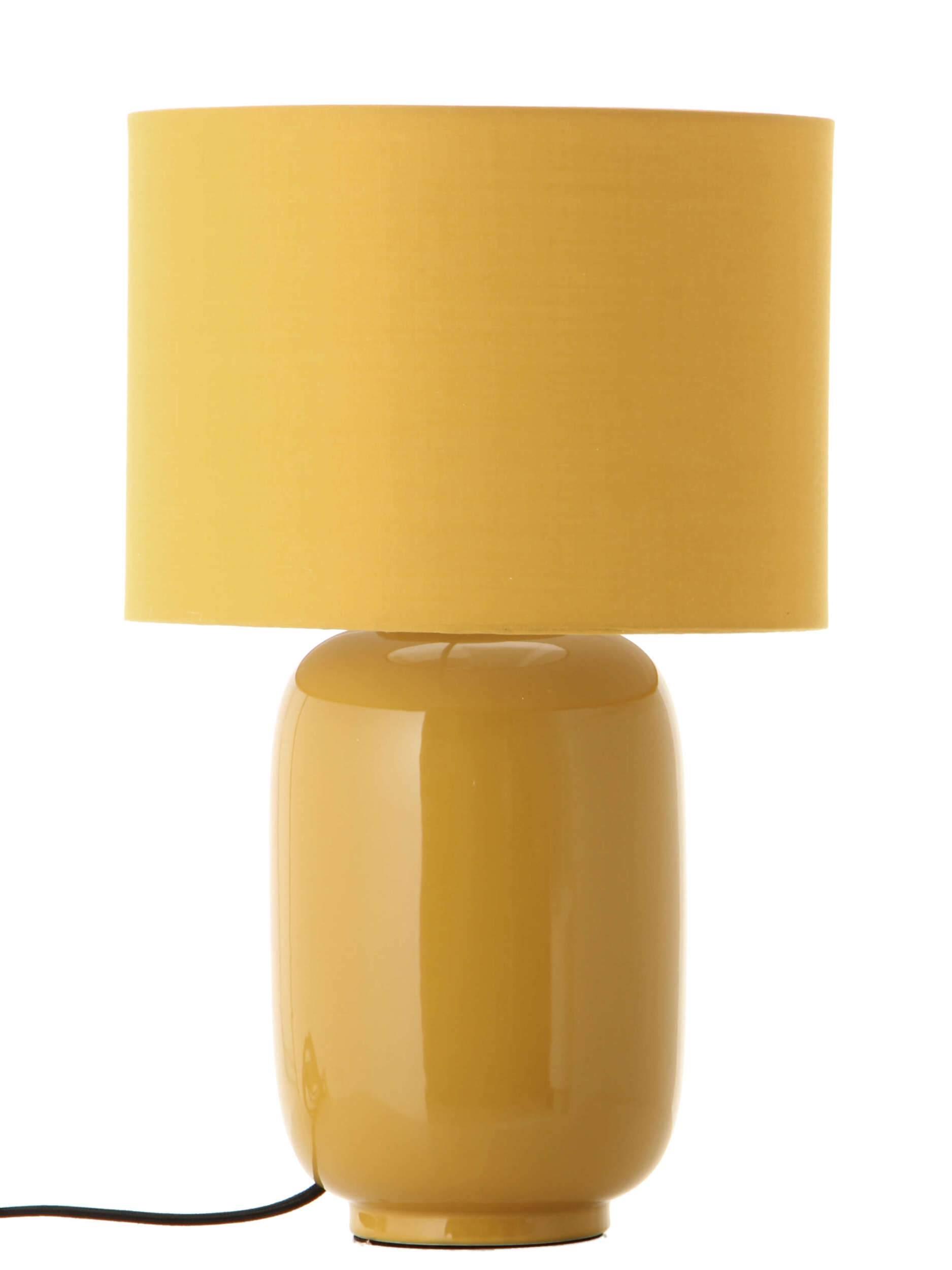 Frandsen cadiz ceramic table lamp with smooth fabric shade ALMOND / GLOSSY
