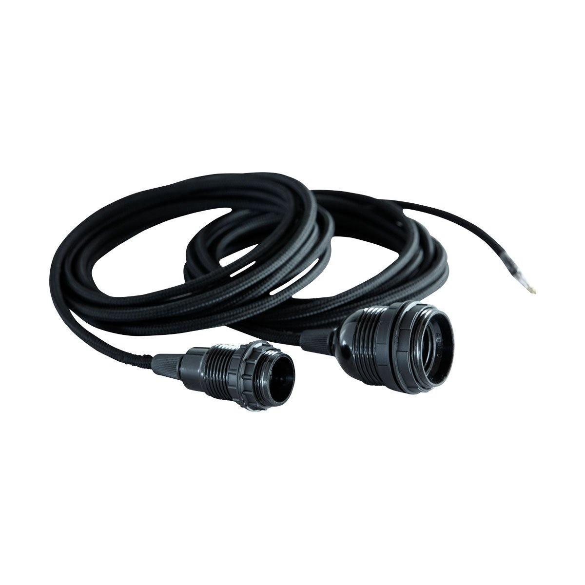 House Doctor Fabric wire w. socket and two rings, E27 Black