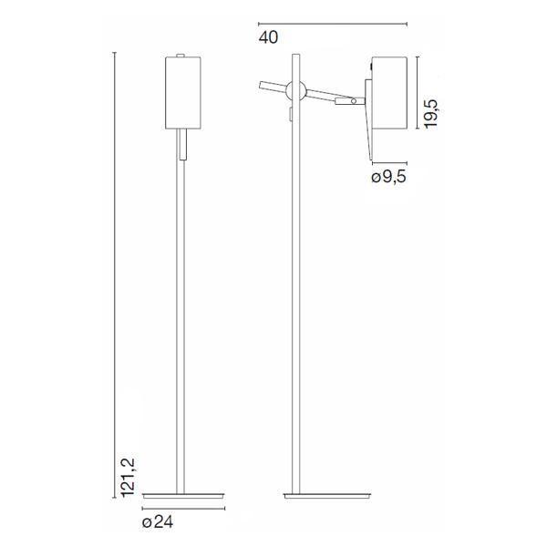Marset Scantling Gulvlampe P40 Grå Stregtegning