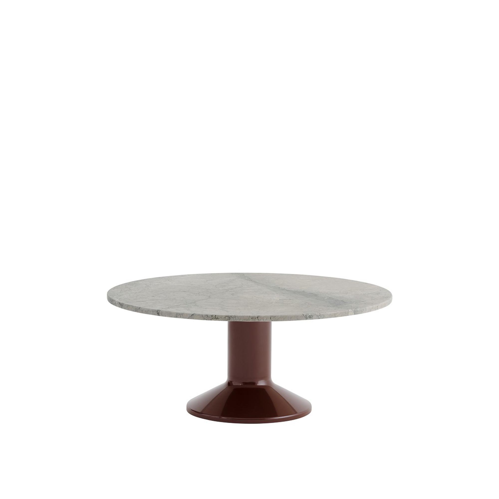 Muuto eettafel Ø90 cm , Grijs marmer/donkerrood