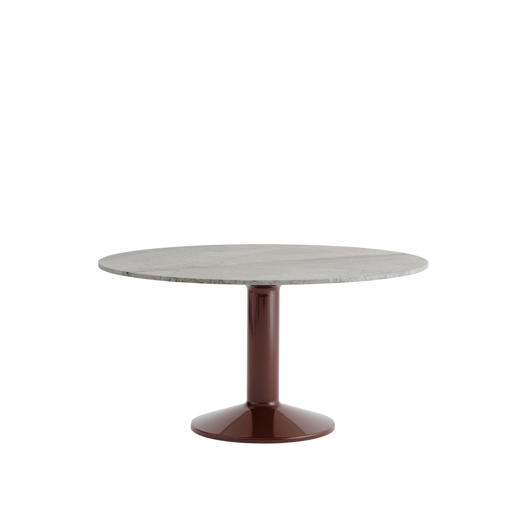 Muuto Eettafel Ø140 cm , Grijs Marmer/donkerrood