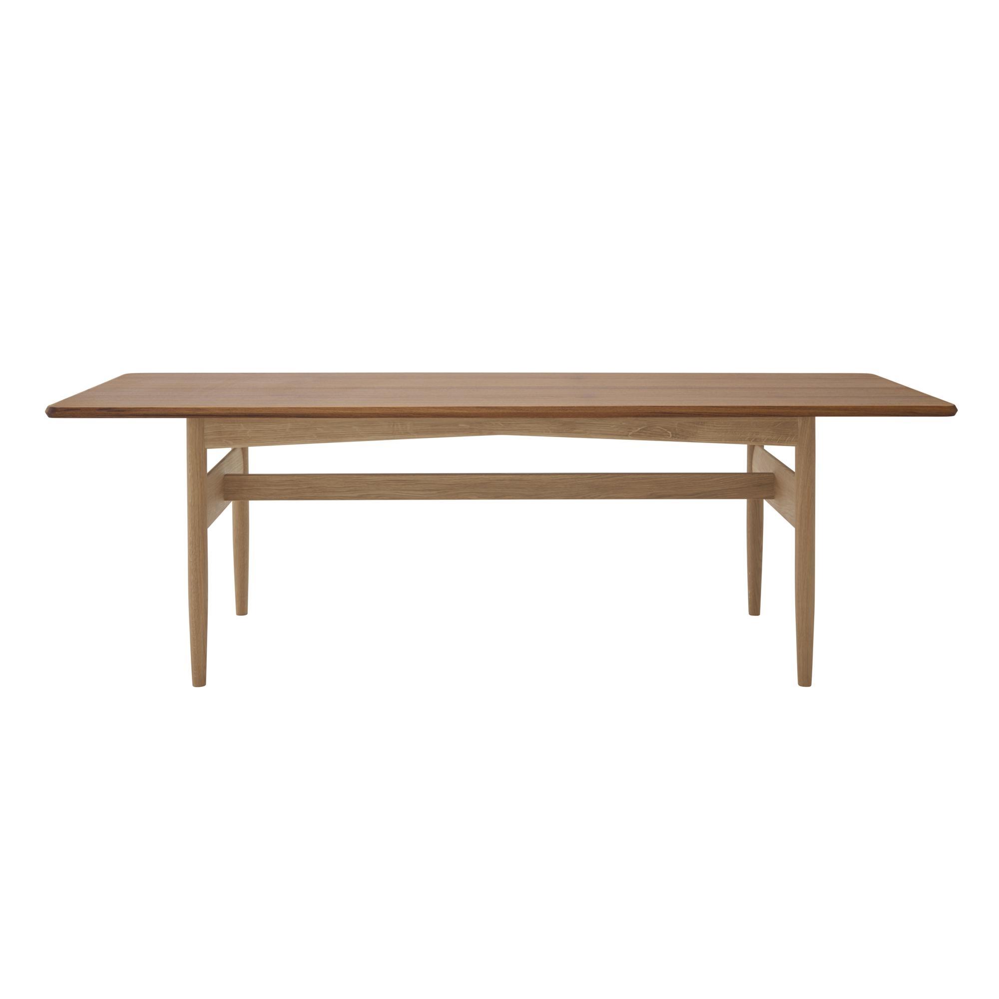 Magnus Olesen 107 Table Basse Chêne Blanc Huilé/Placage Teck Ac. Bordure de Bois Massif Huilé