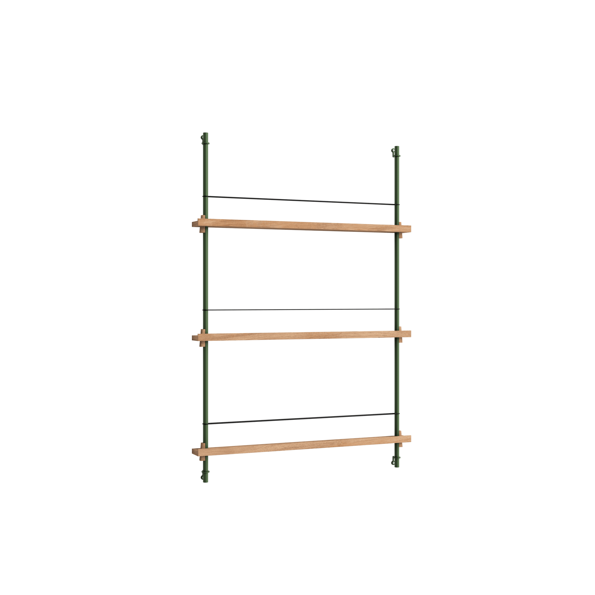 Moebe Magazine Shelving MS.115.1 Oak/Pine Green