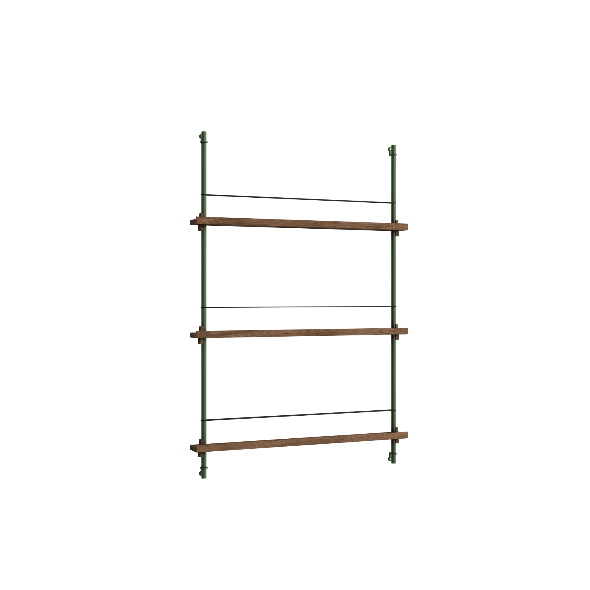 Moebe Magazine Shelving MS.115.1 Smoked Oak/Pine Green