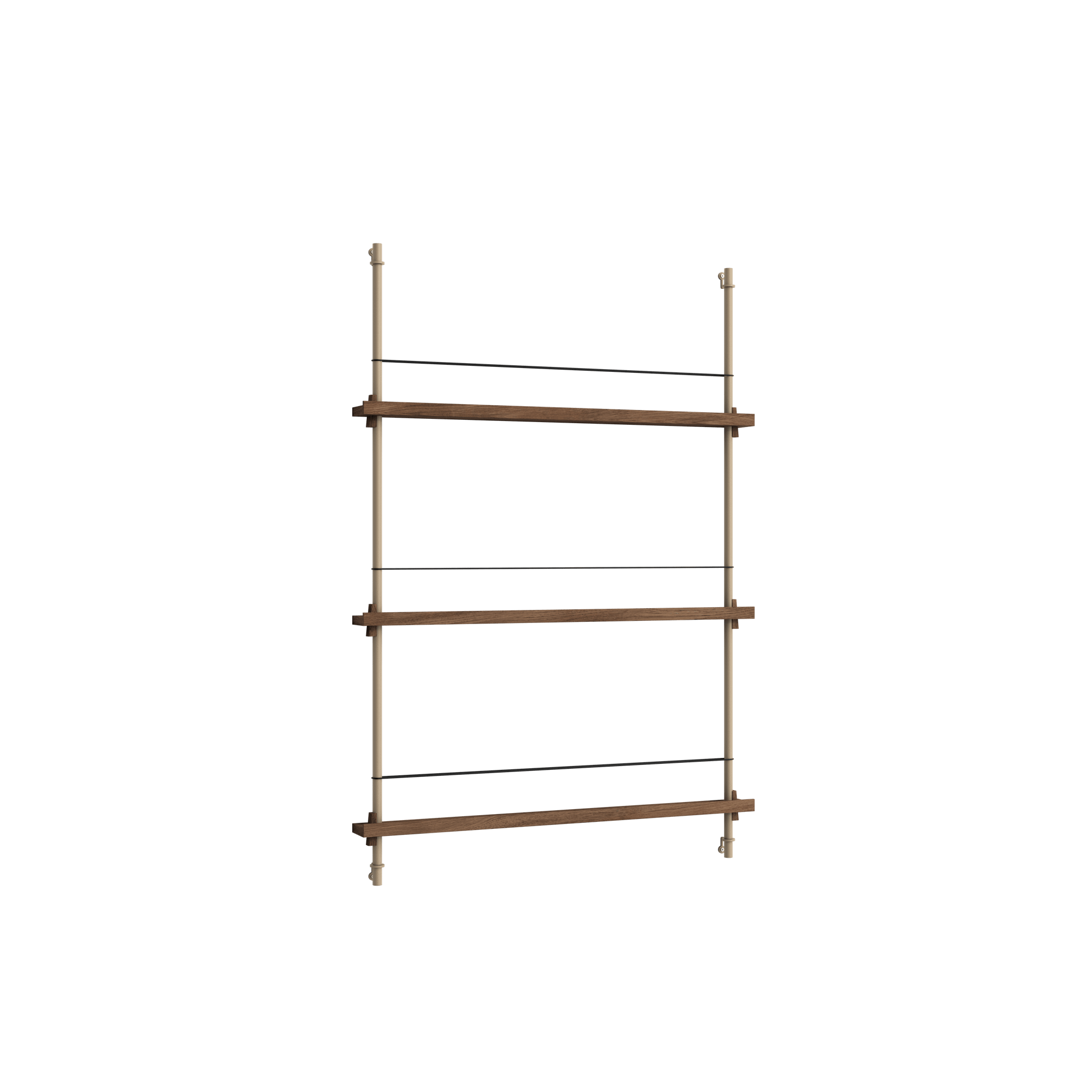 Moebe Magazine Shelving MS.115.1 Smoked Oak/Warm Grey