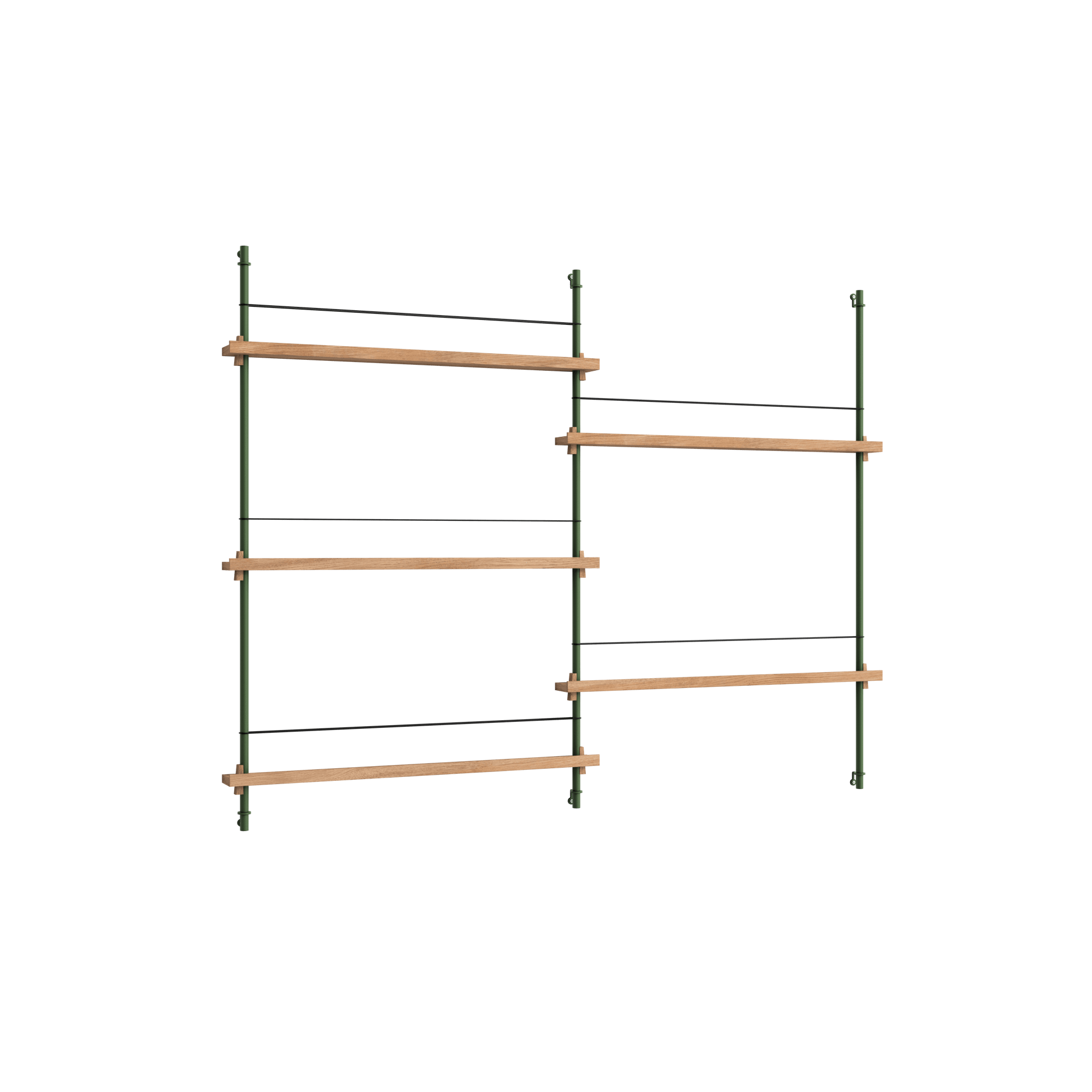 Moebe Magazine Shelving MS.115.2 Oak/Pine Green