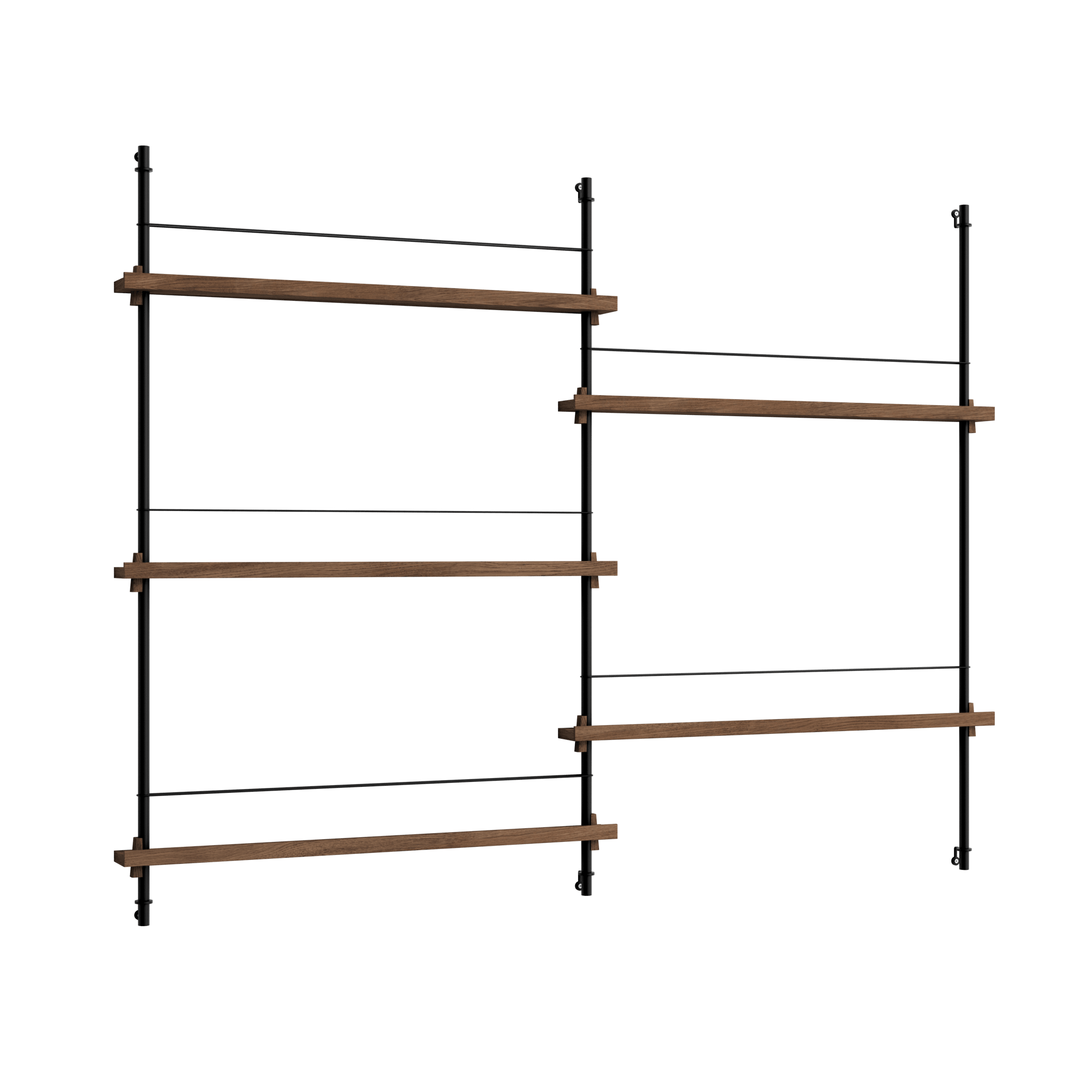 Moebe Magazine Shelving MS.115.2 Smoked Oak/ Black