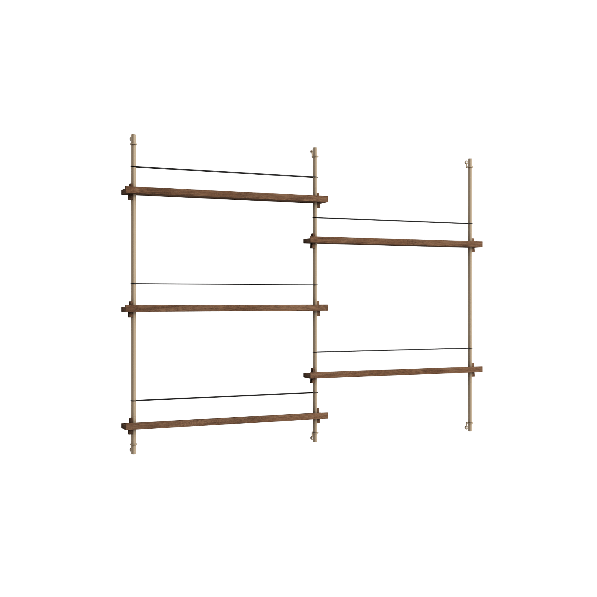 Moebe Magazine Shelving MS.115.2 Smoked Oak/Warm Grey