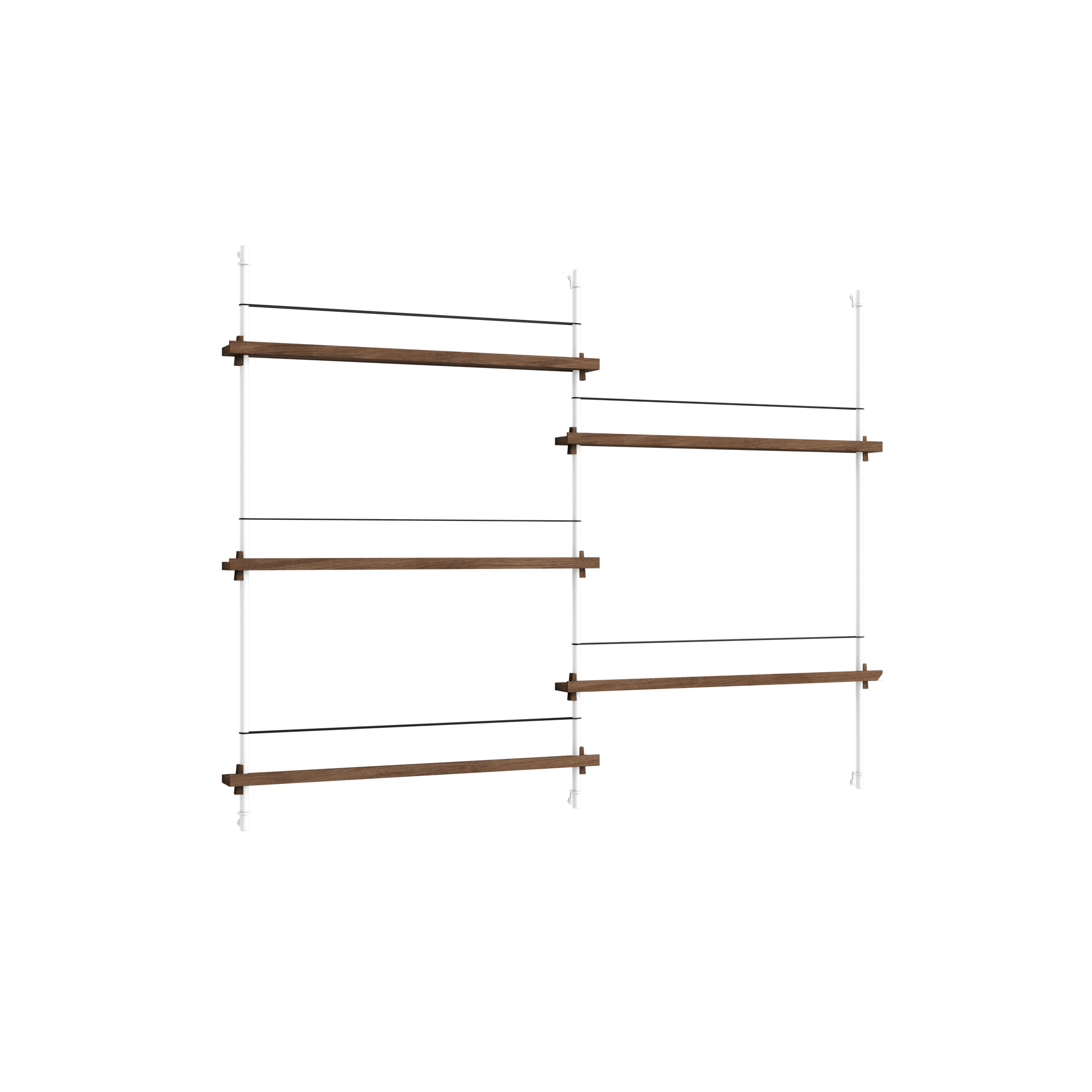 Moebe Magazine Shelving MS.115.2 Smoked Oak/ White