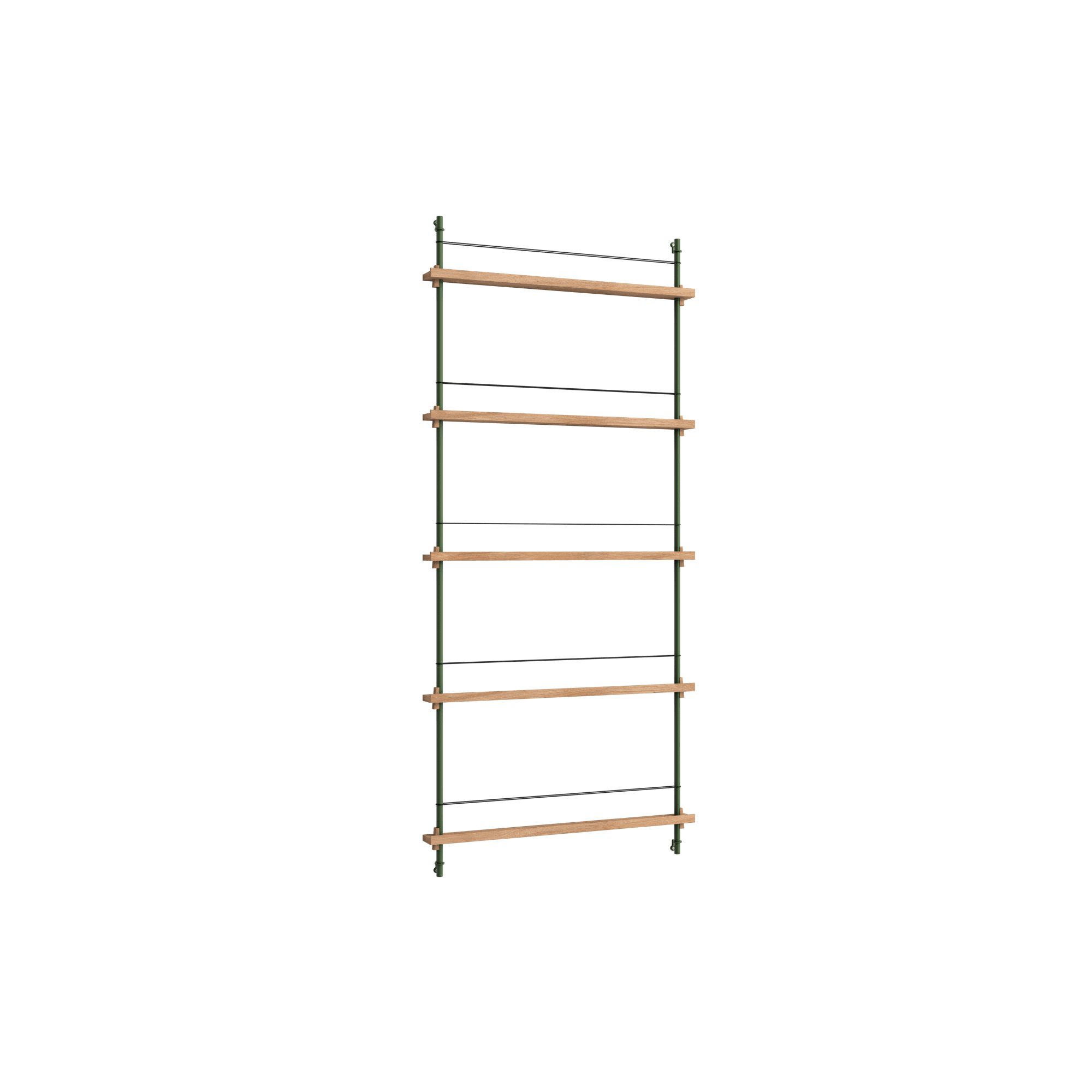 Moebe Magazine Shelving MS.180.1 Oak/Pine Green