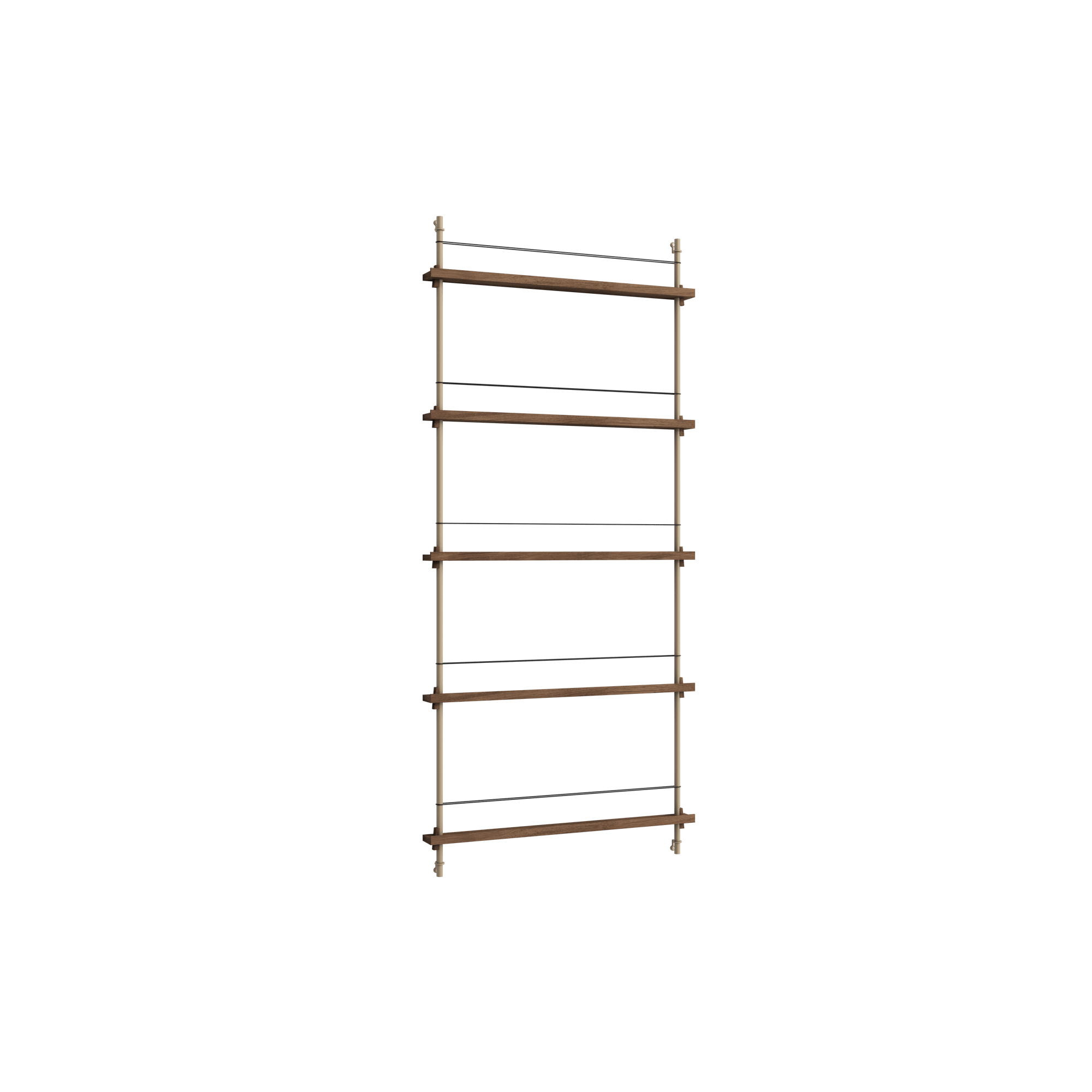 Moebe Magazine Shelving MS.180.1 Smoked Oak/Warm Grey