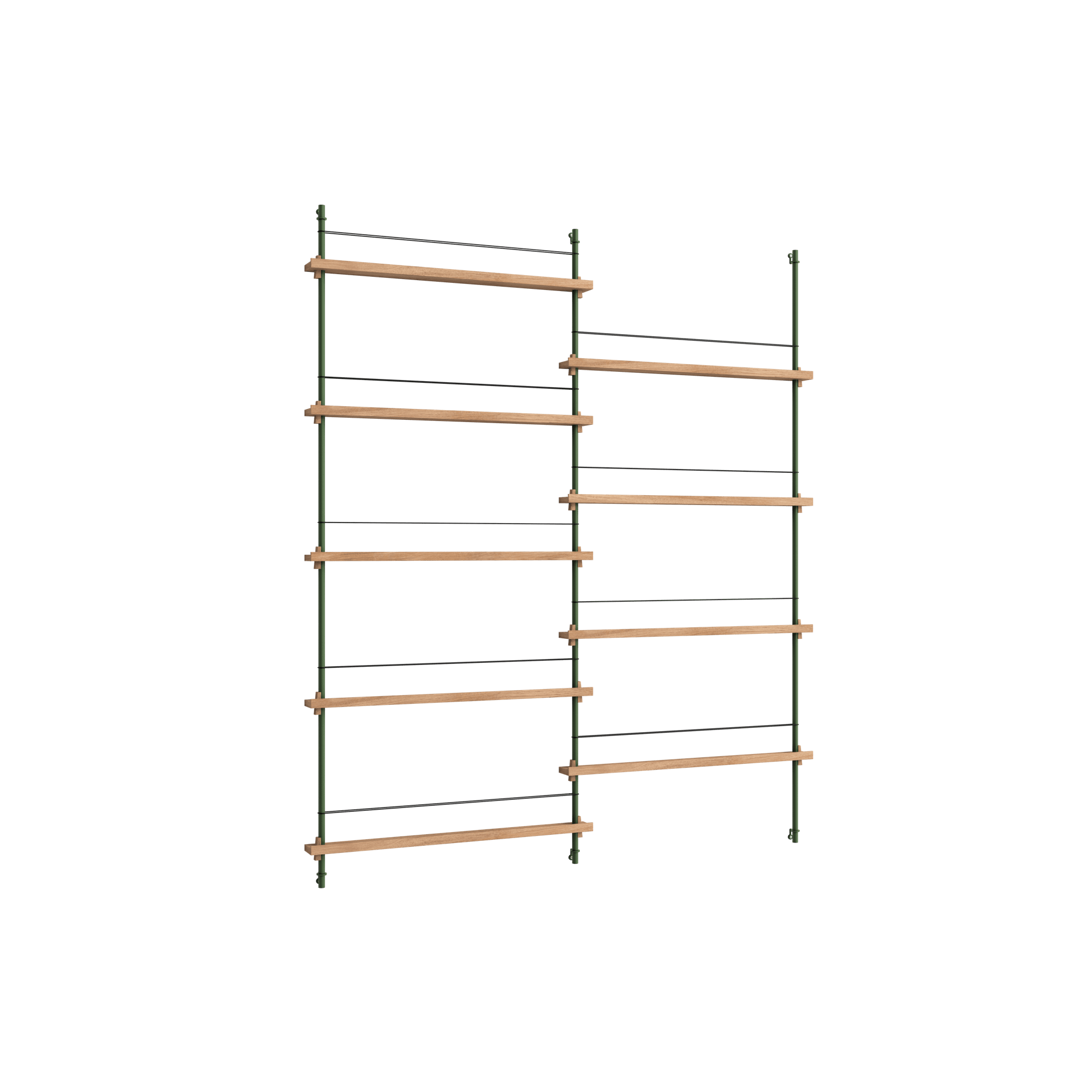 Moebe Magazine Shelving MS.180.2 Oak/Pine Green