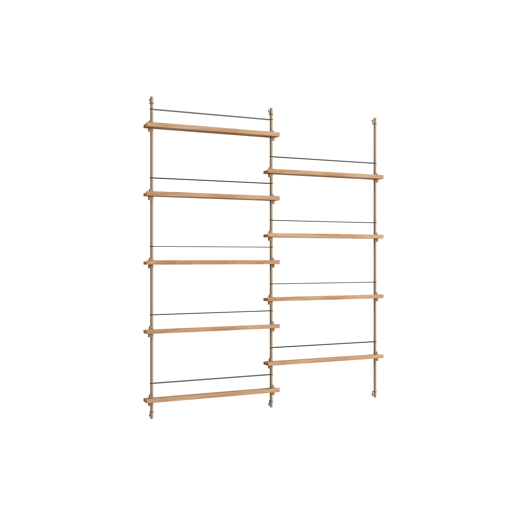 Moebe Magazine Shelving MS.180.2 Oak/Warm Grey