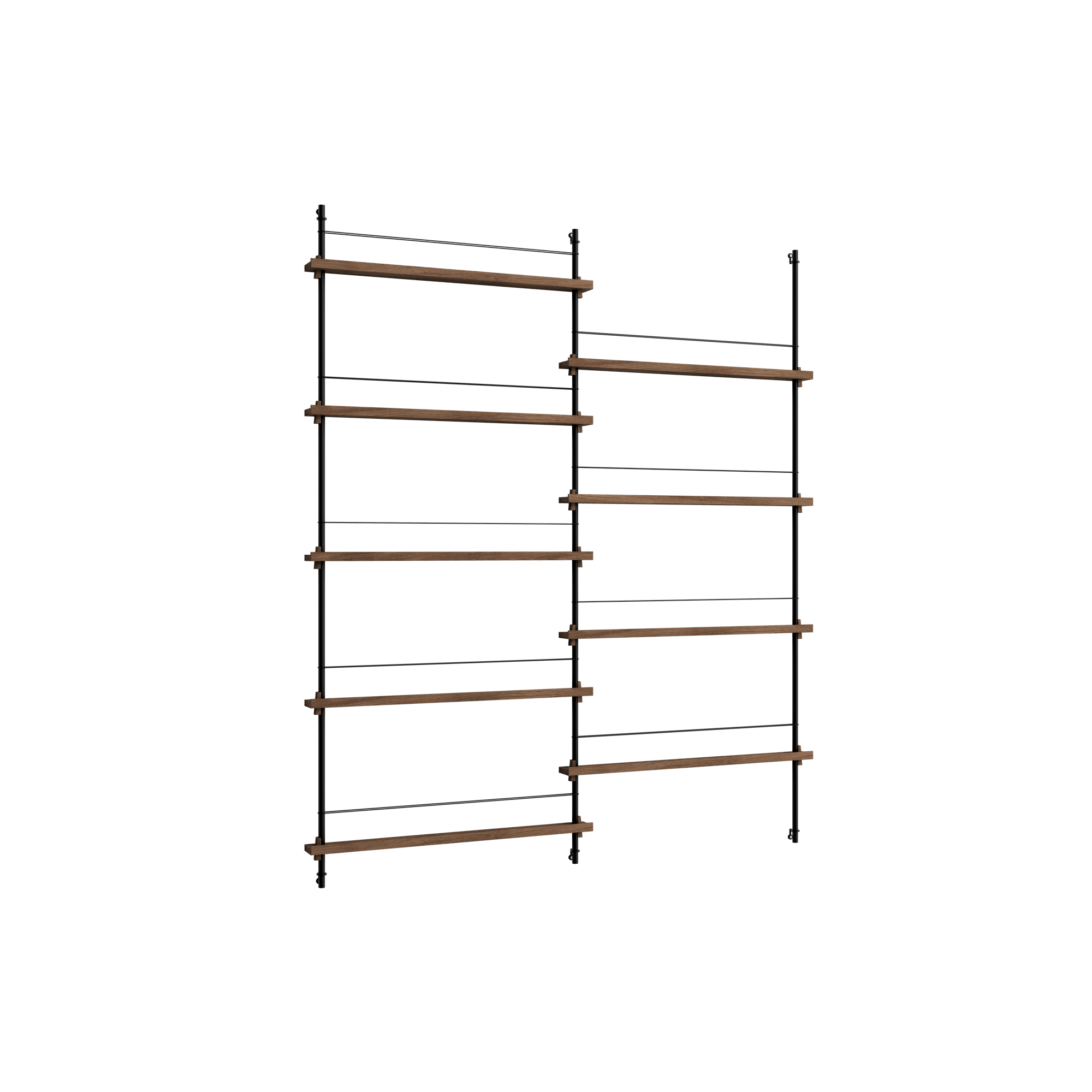 Moebe Magazine Shelving MS.180.2 Smoked Oak/ Black