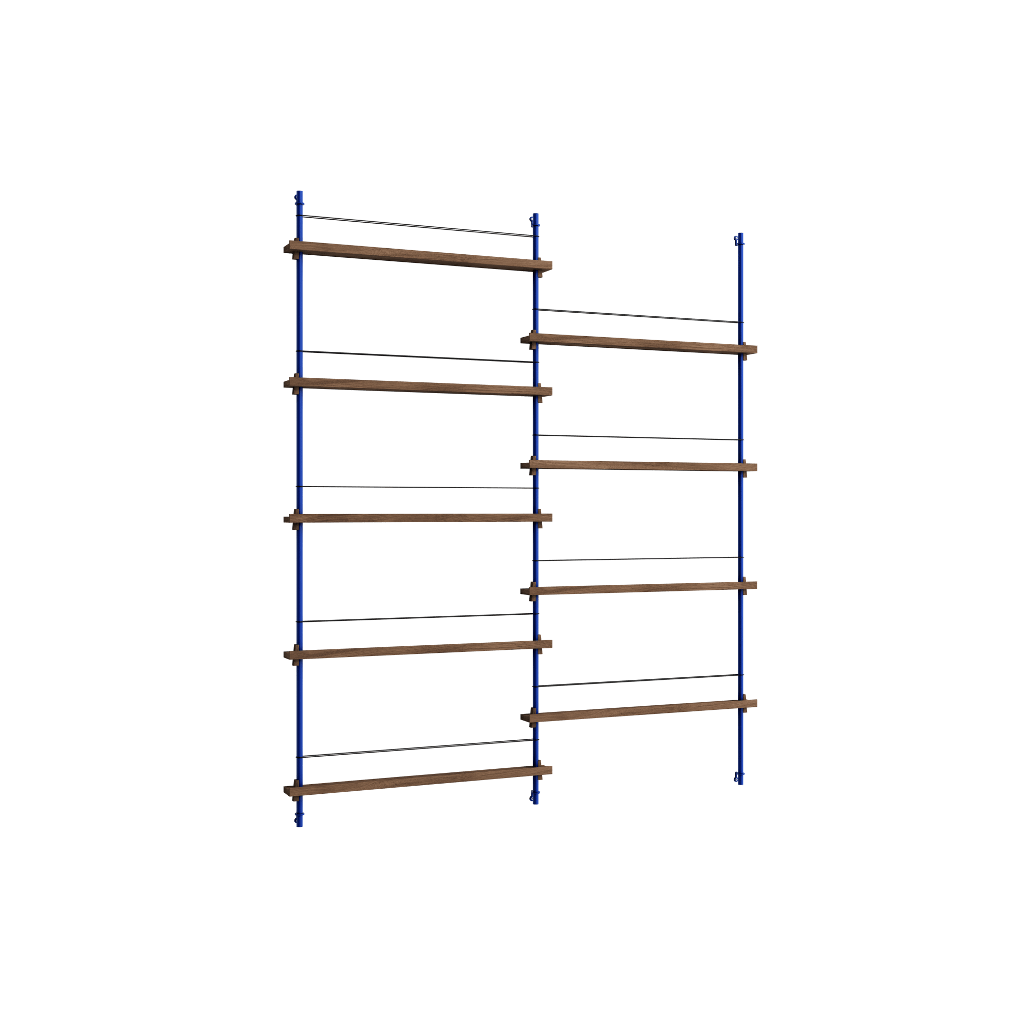 Moebe Magazine Shelving MS.180.2 Smoked Oak/Deep Blue