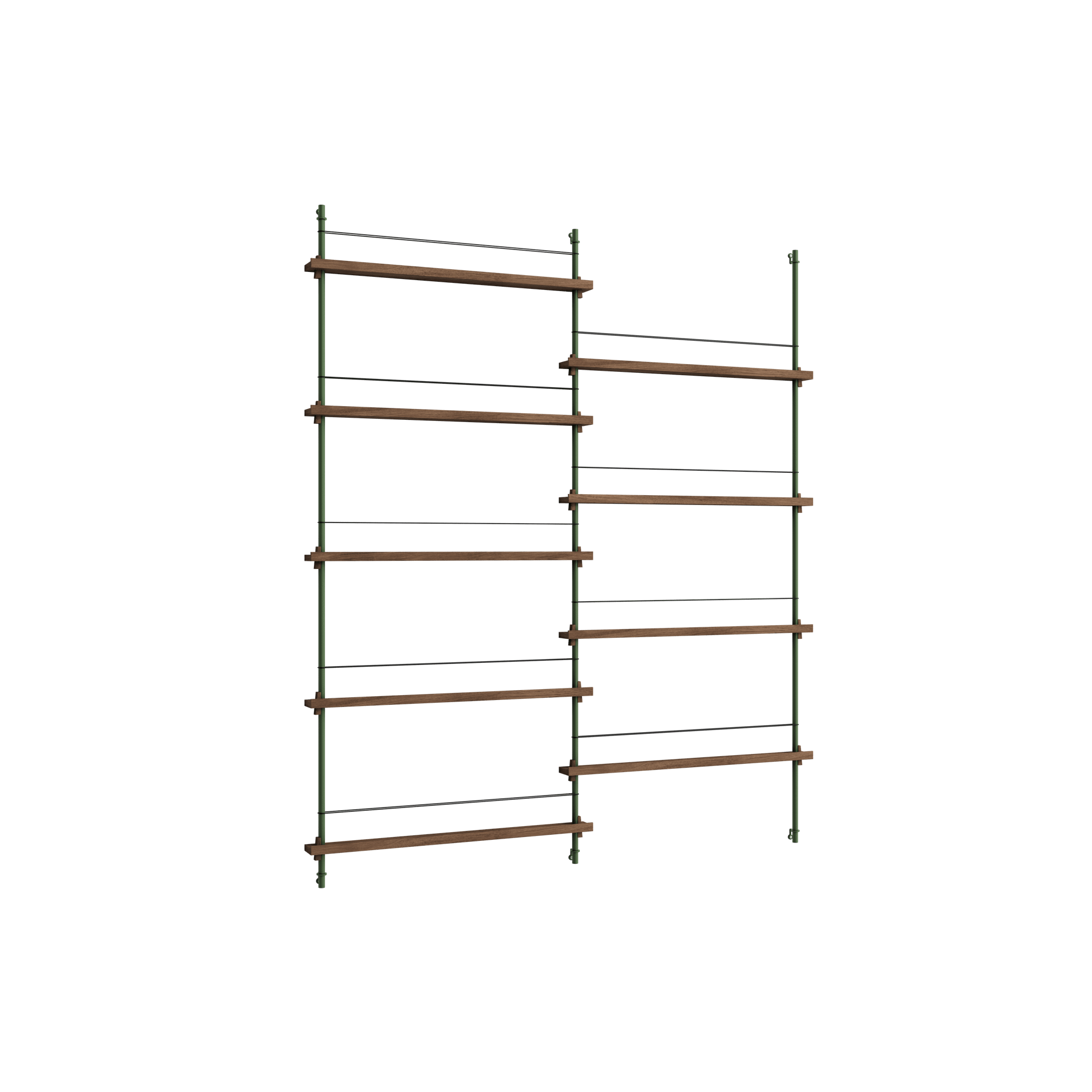 Moebe Magazine Shelving MS.180.2 Smoked Oak/Pine Green