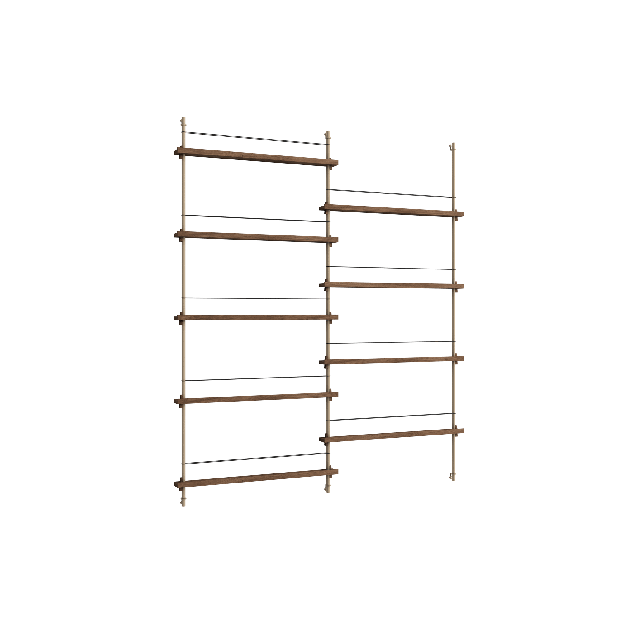 Moebe Magazine Shelving MS.180.2 Smoked Oak/Warm Grey